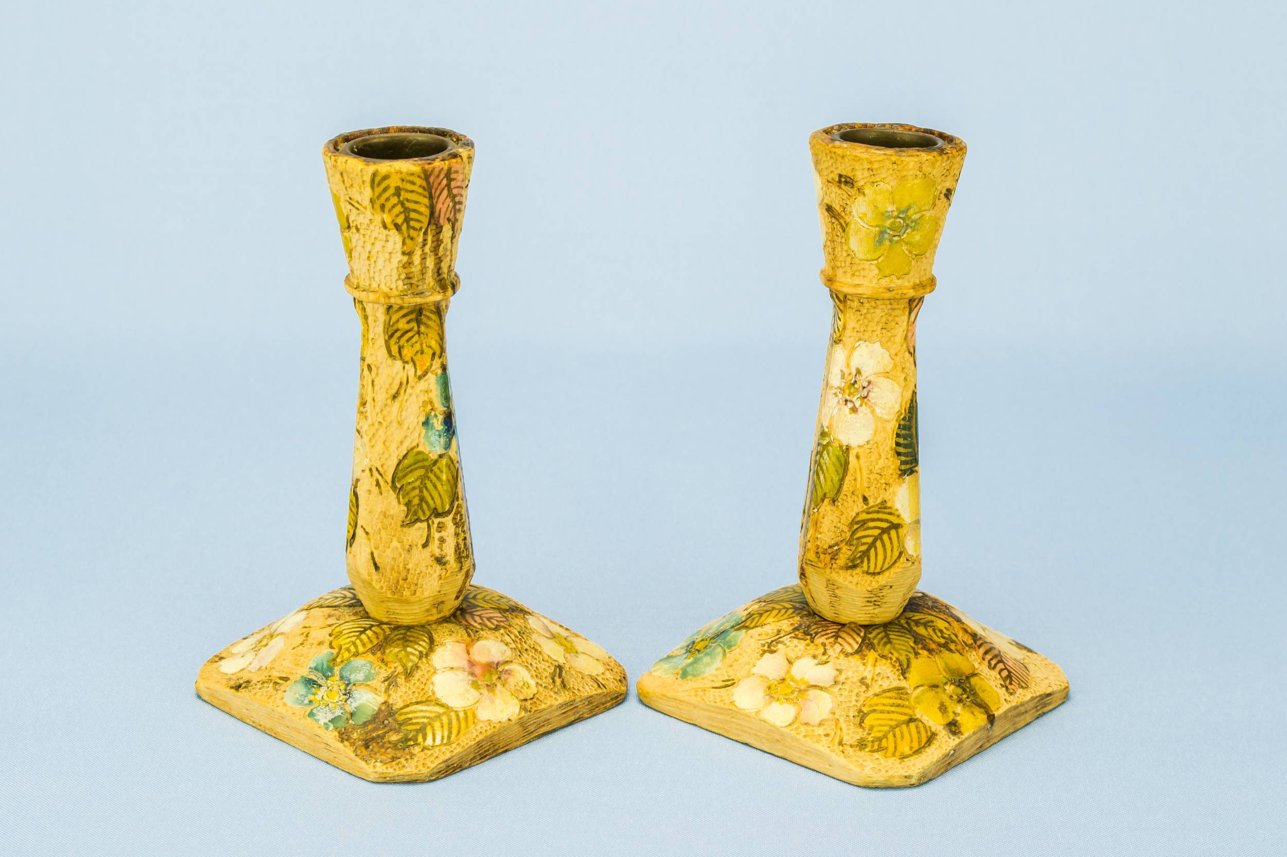 Charming Vintage Floral — 2 painted candlesticks