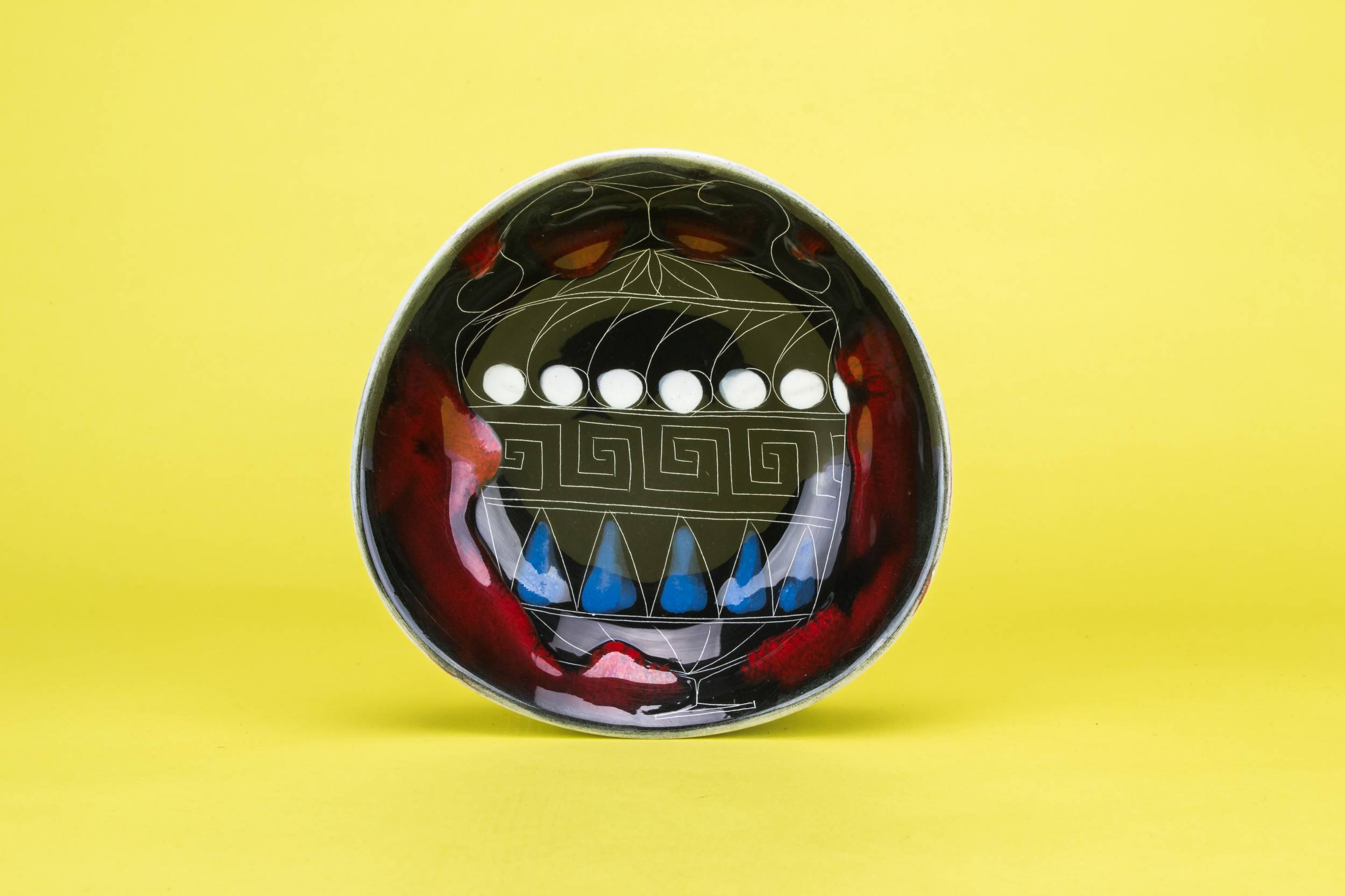 Ceramic Modernist Greek — Small red and black bowl