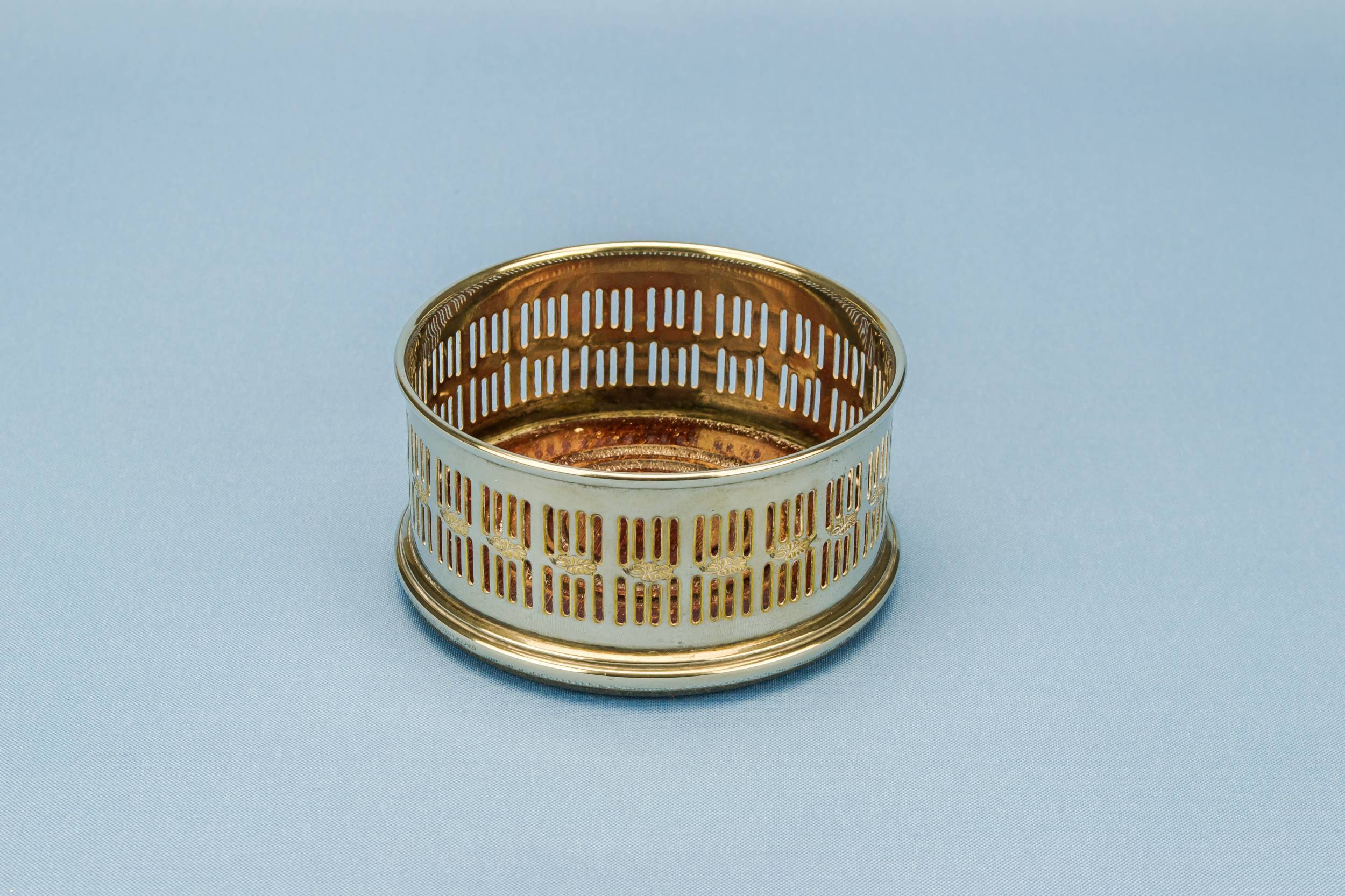 Pierced Silver Plated — Silver plated bottle coaster
