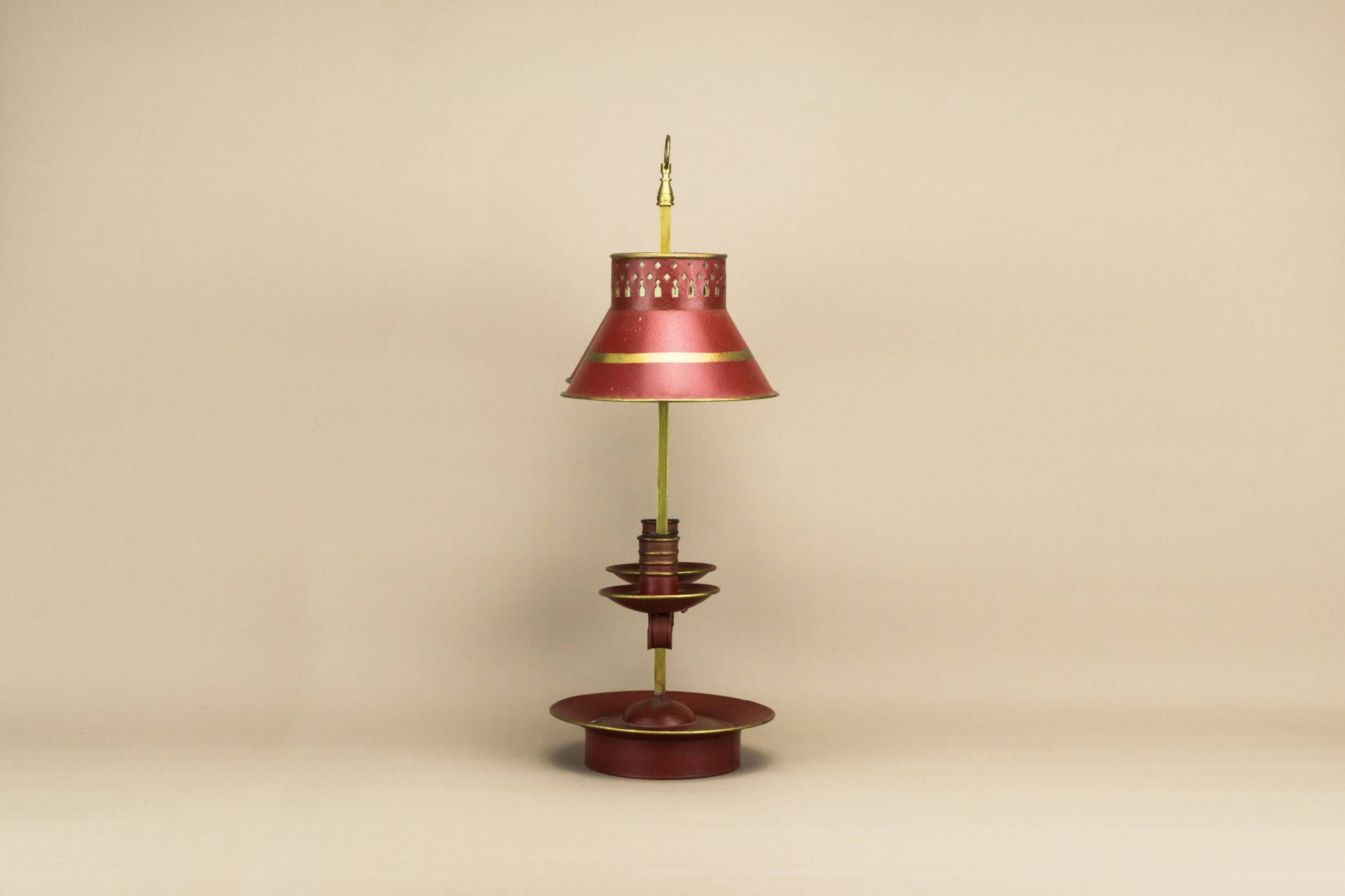 Traditional Vintage Stripes — Red candelabra with shades 1