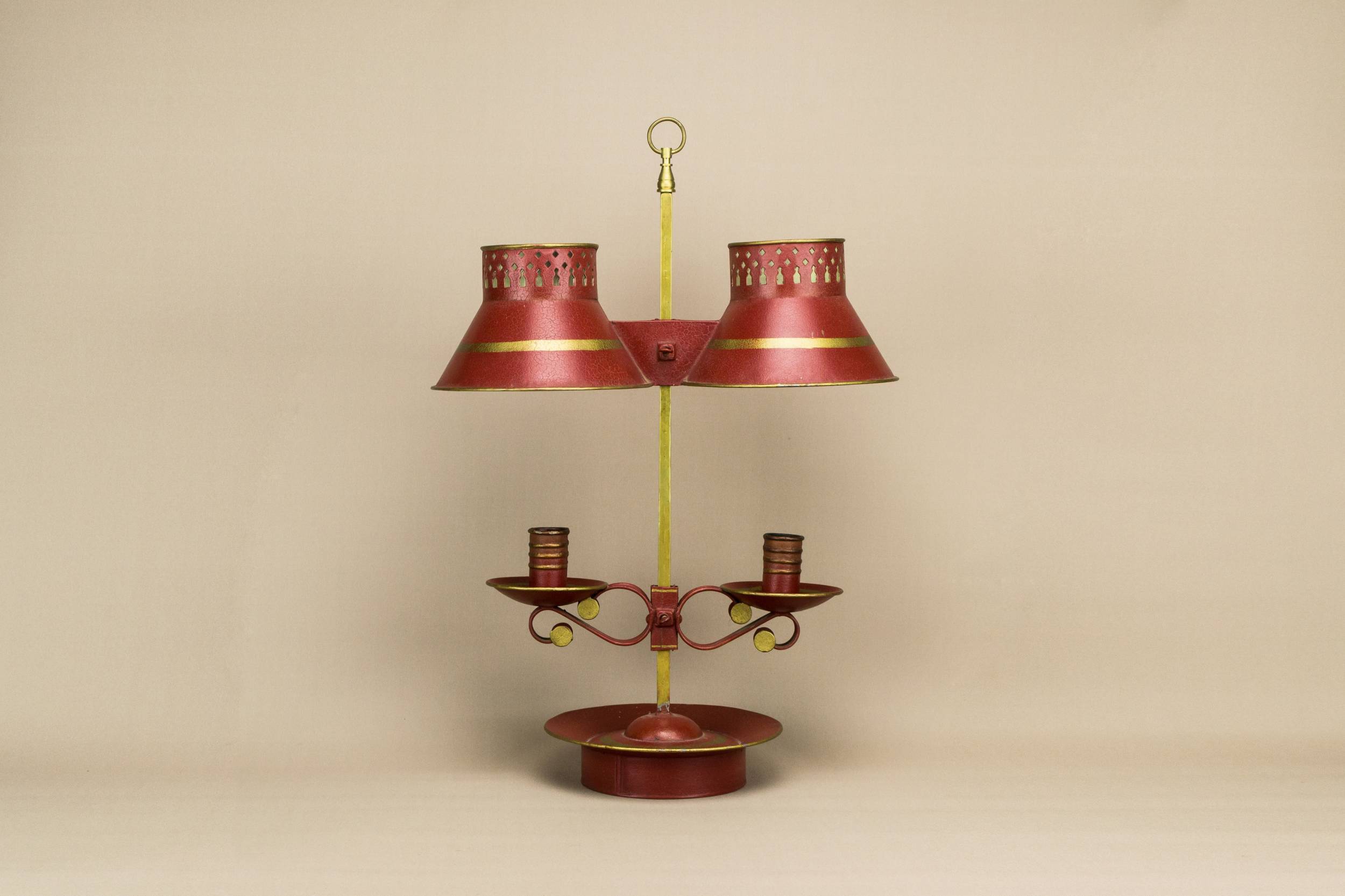 Traditional Vintage Stripes — Red candelabra with shades