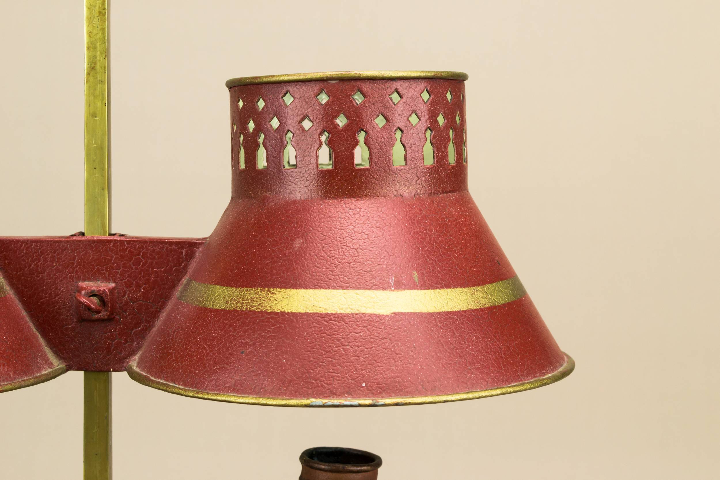 Traditional Vintage Stripes — Red candelabra with shades 2