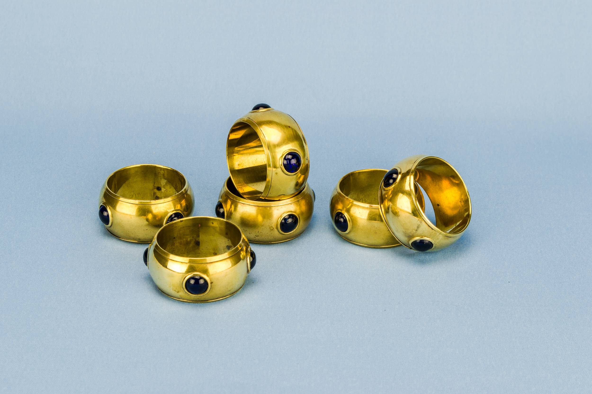 Art Deco Brass — 6 brass napkin rings