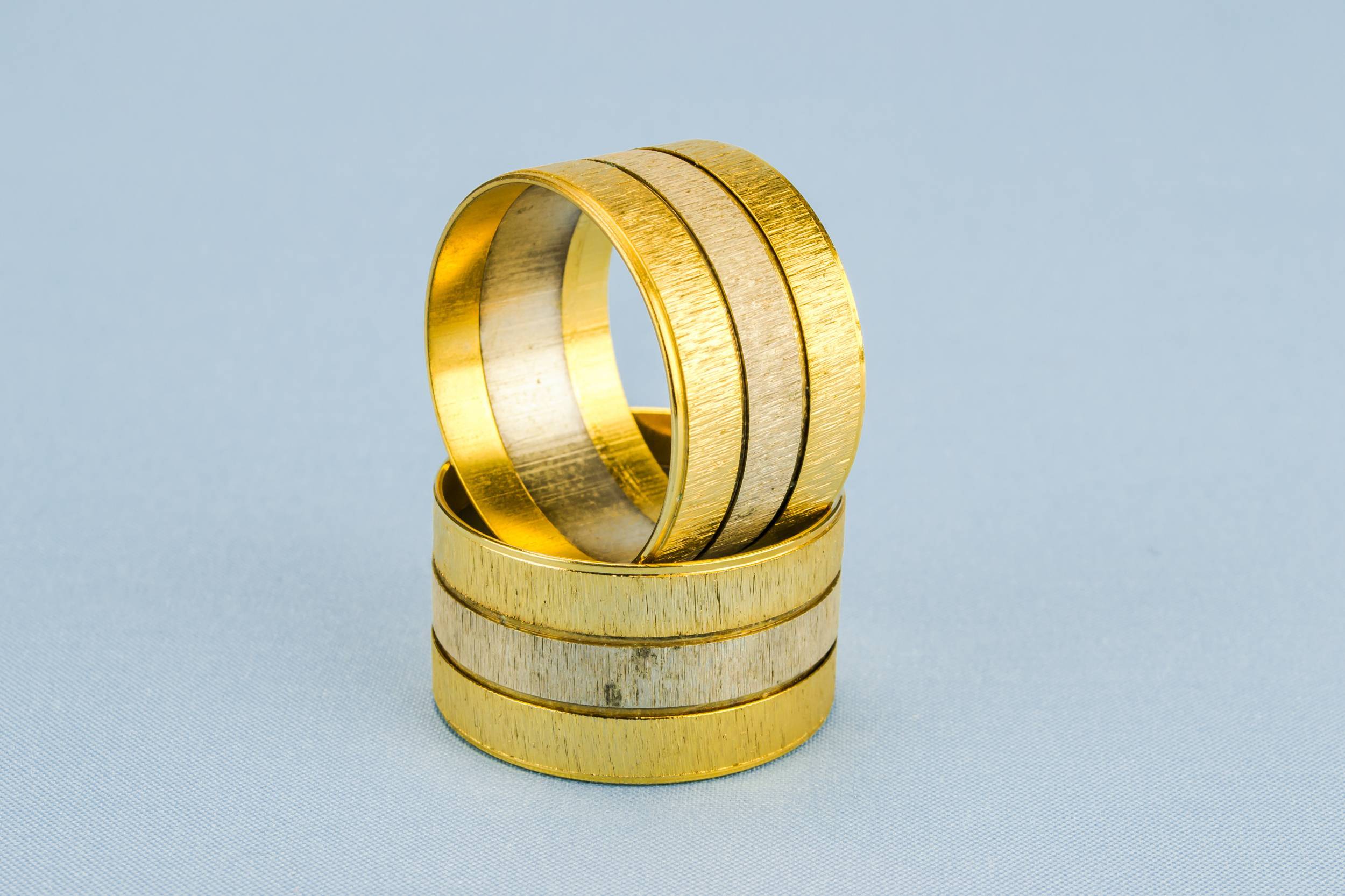 Metal Retro Stripes — 2 stripy napkin rings