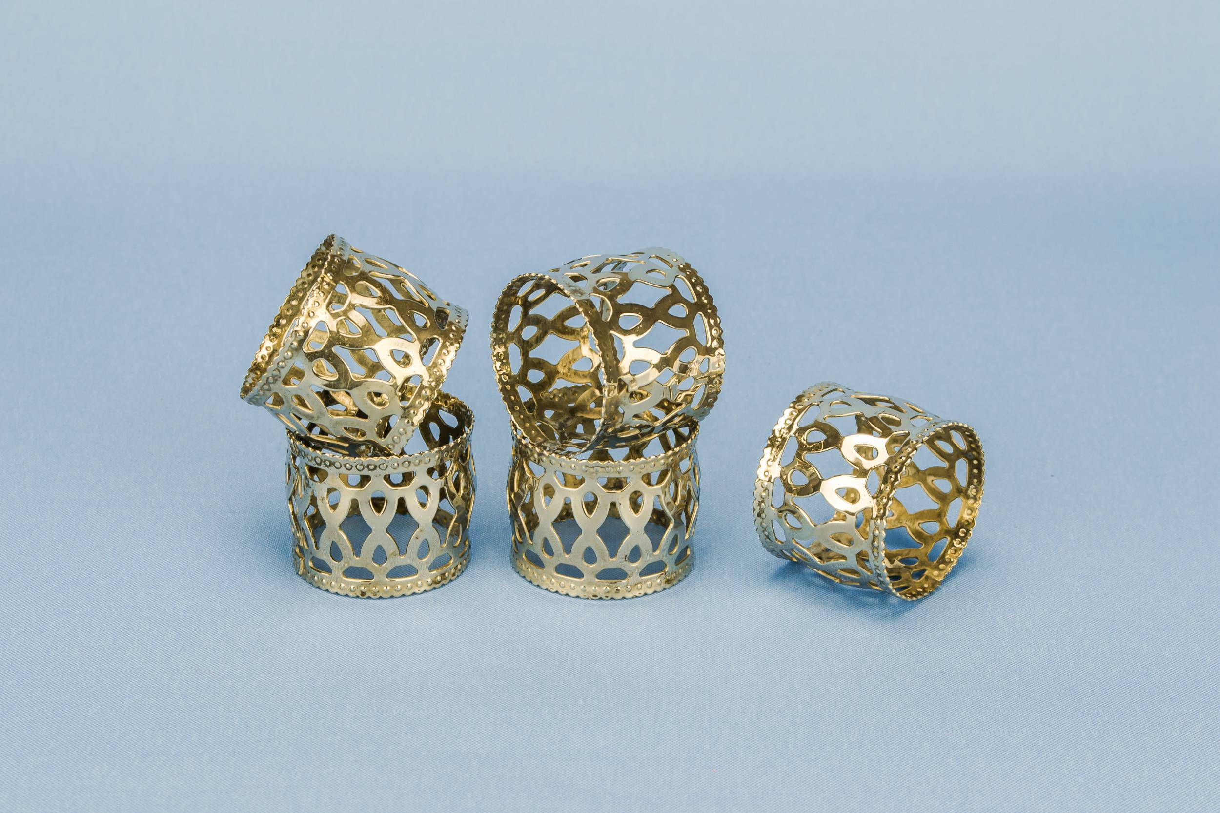 Silver Plated Pierced — 5 silver plated napkin rings
