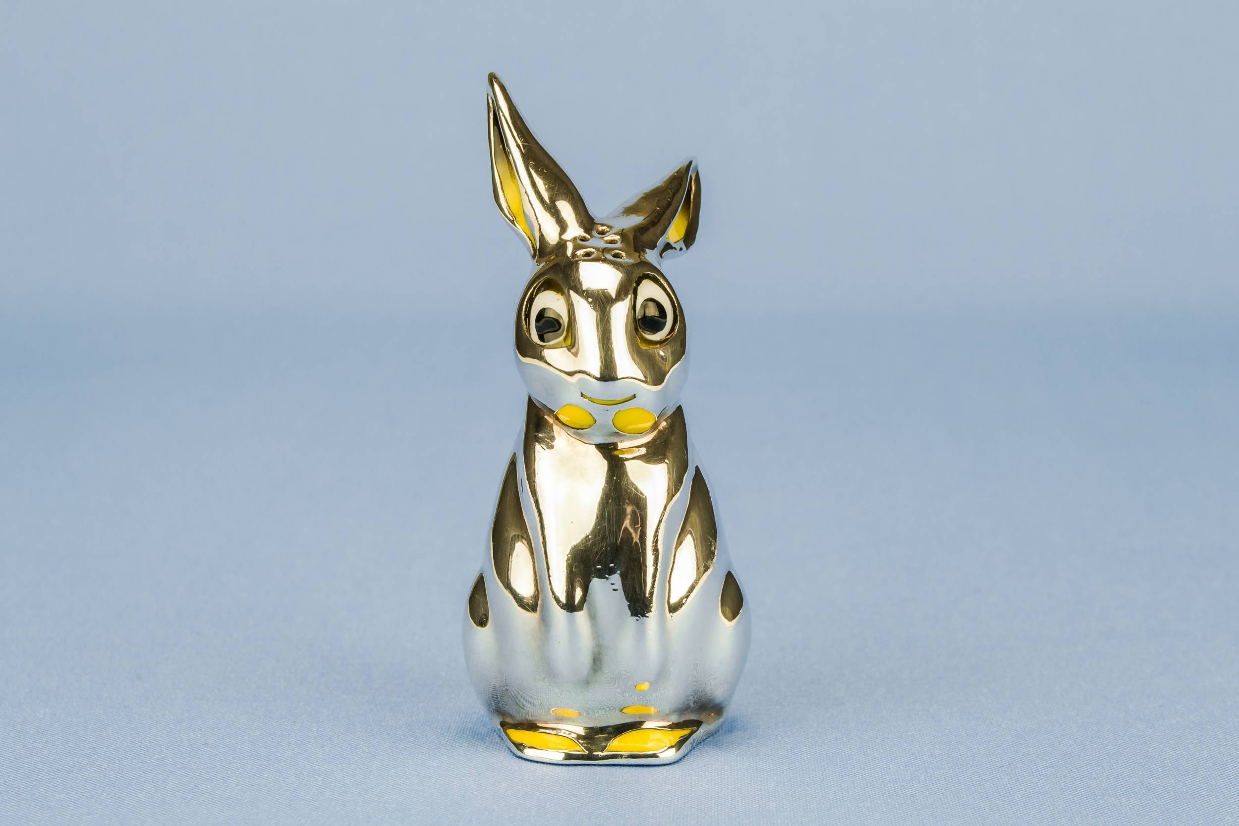 Silver Porcelain Bunny — Silver bunny salt shaker