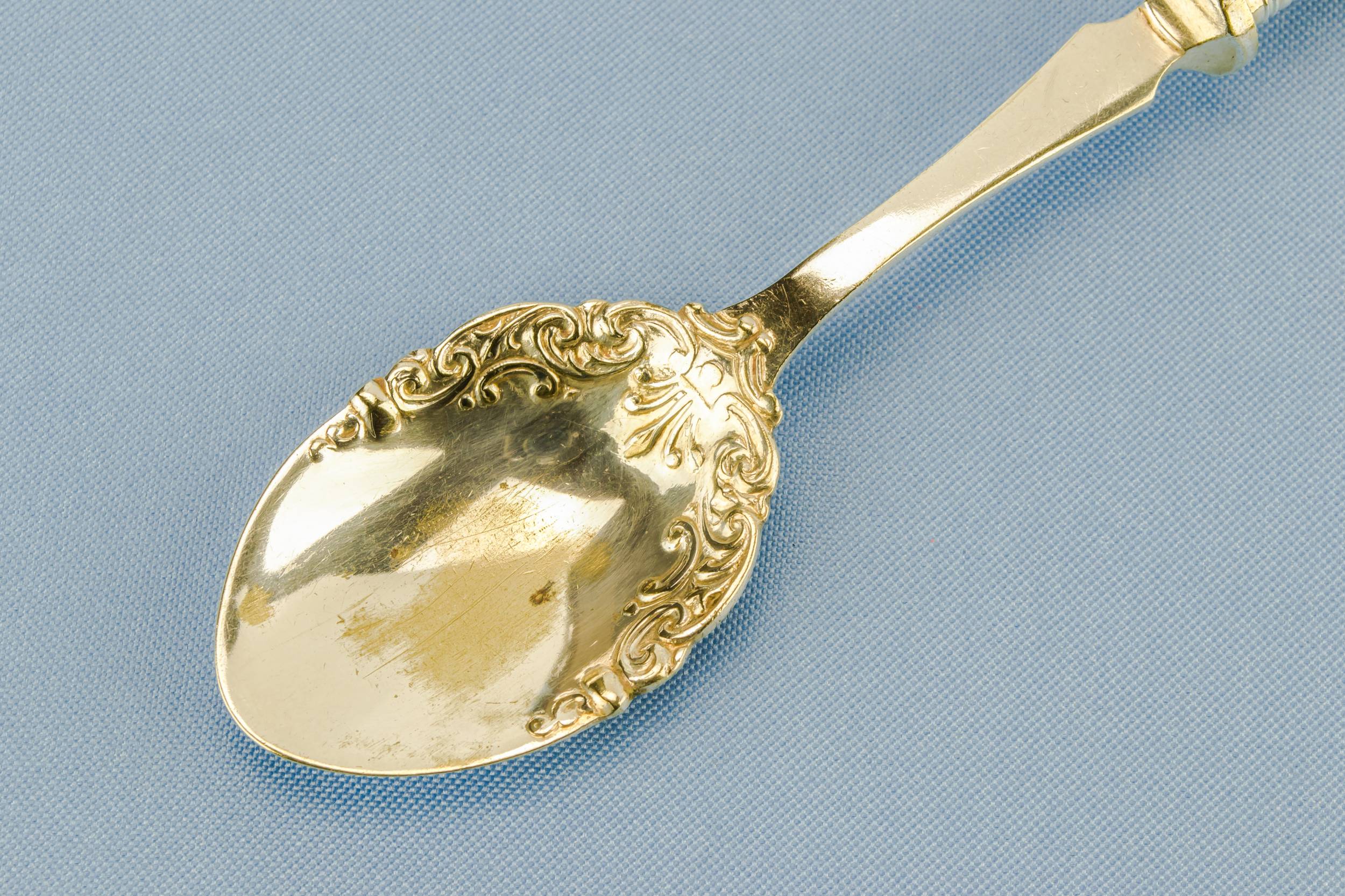 Silver plated ivory spoon 2