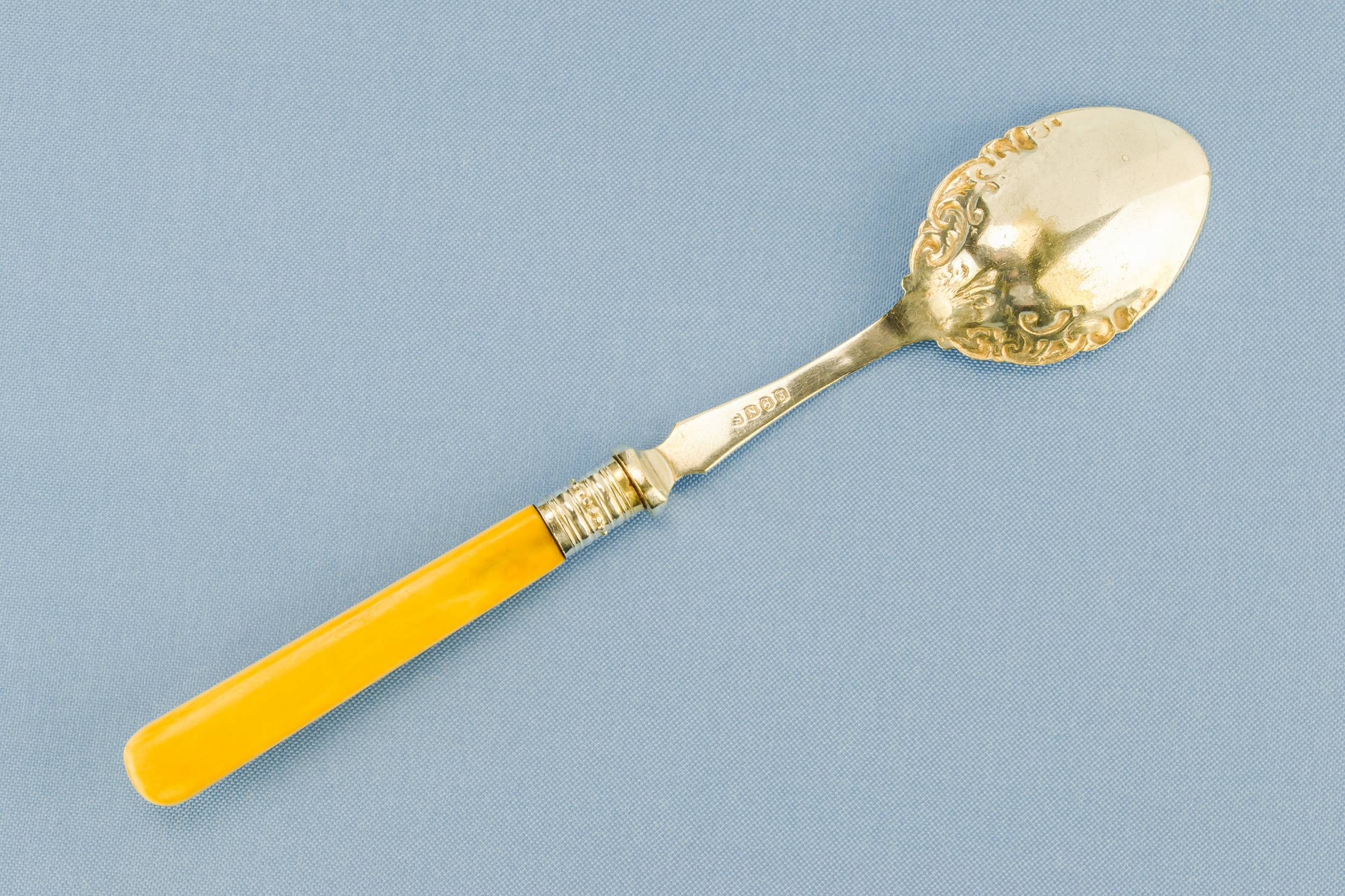 Silver plated ivory spoon 1