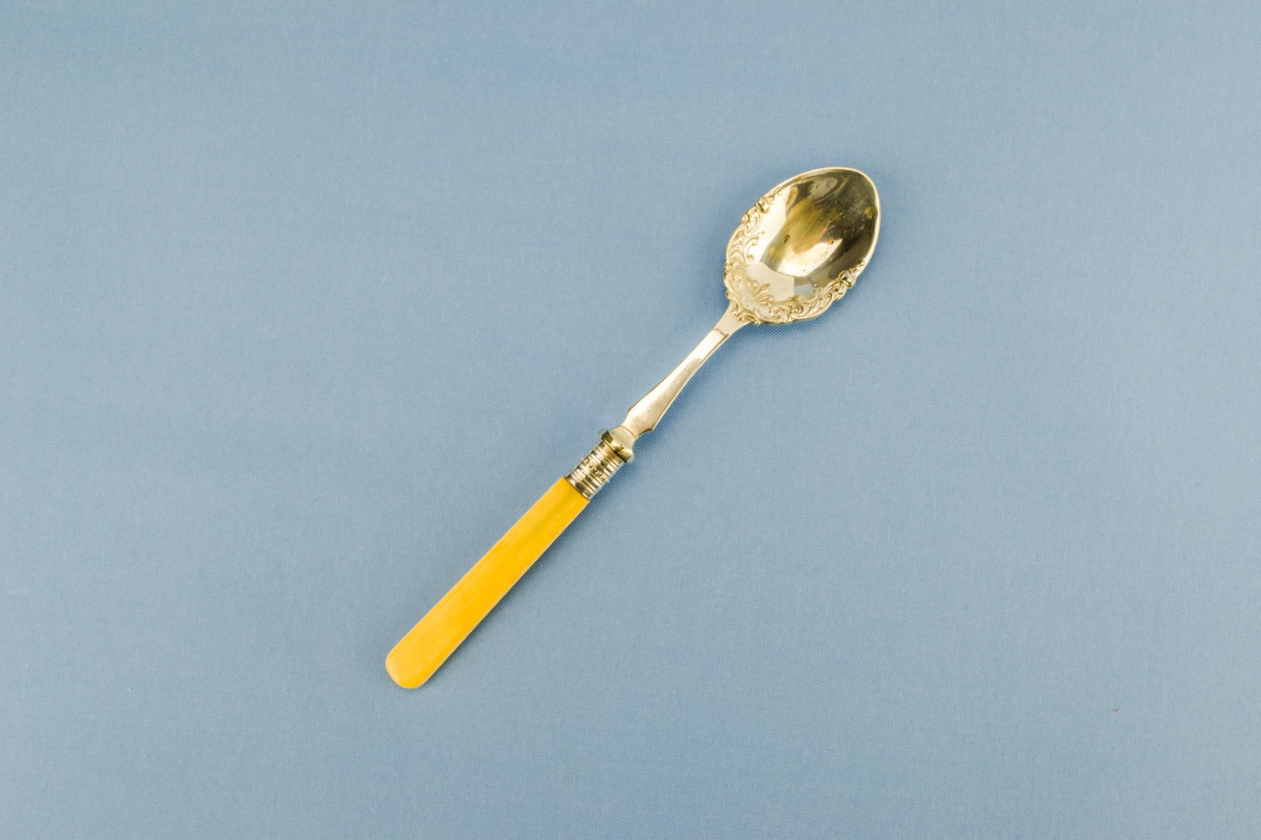 Silver plated ivory spoon