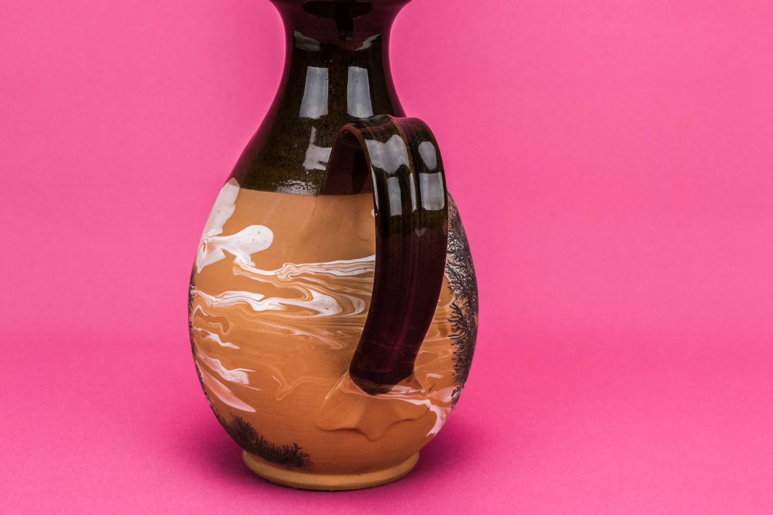 Attractive Vintage Abstract — Mocha pottery jug 1