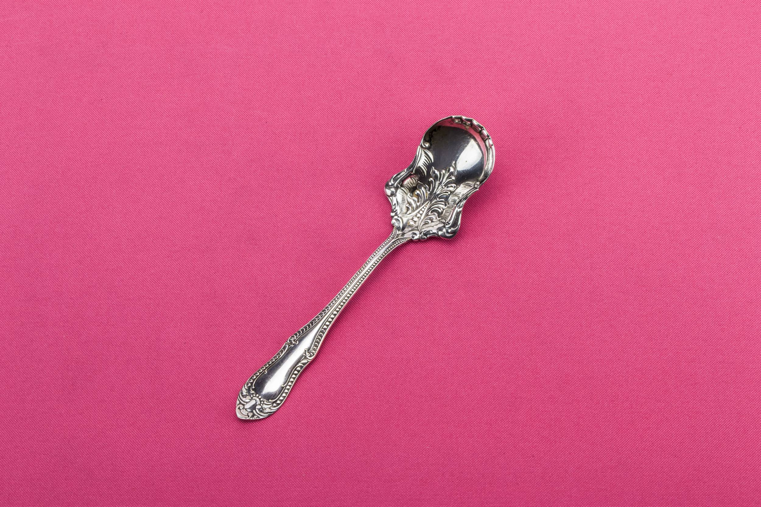 Attractive Antique Floral — Silver plated sugar spoon