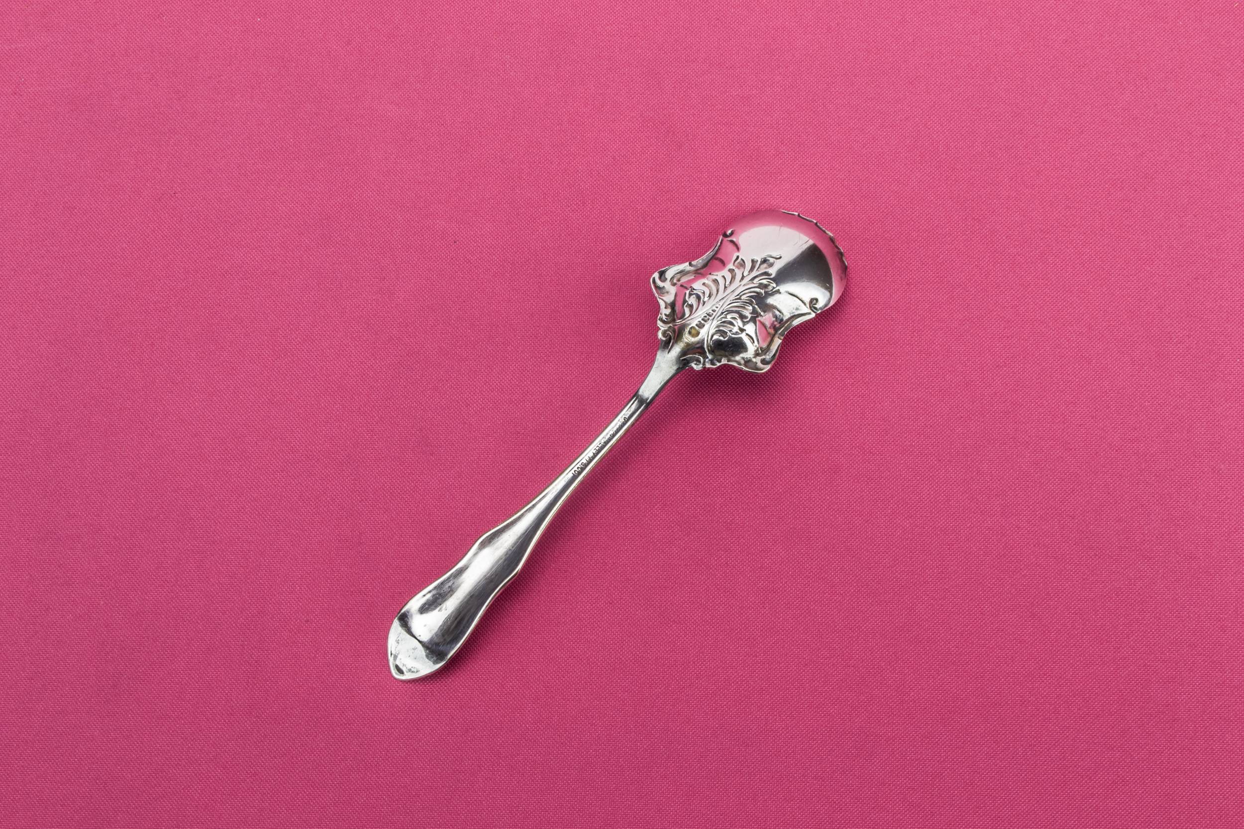 Attractive Antique Floral — Silver plated sugar spoon 1