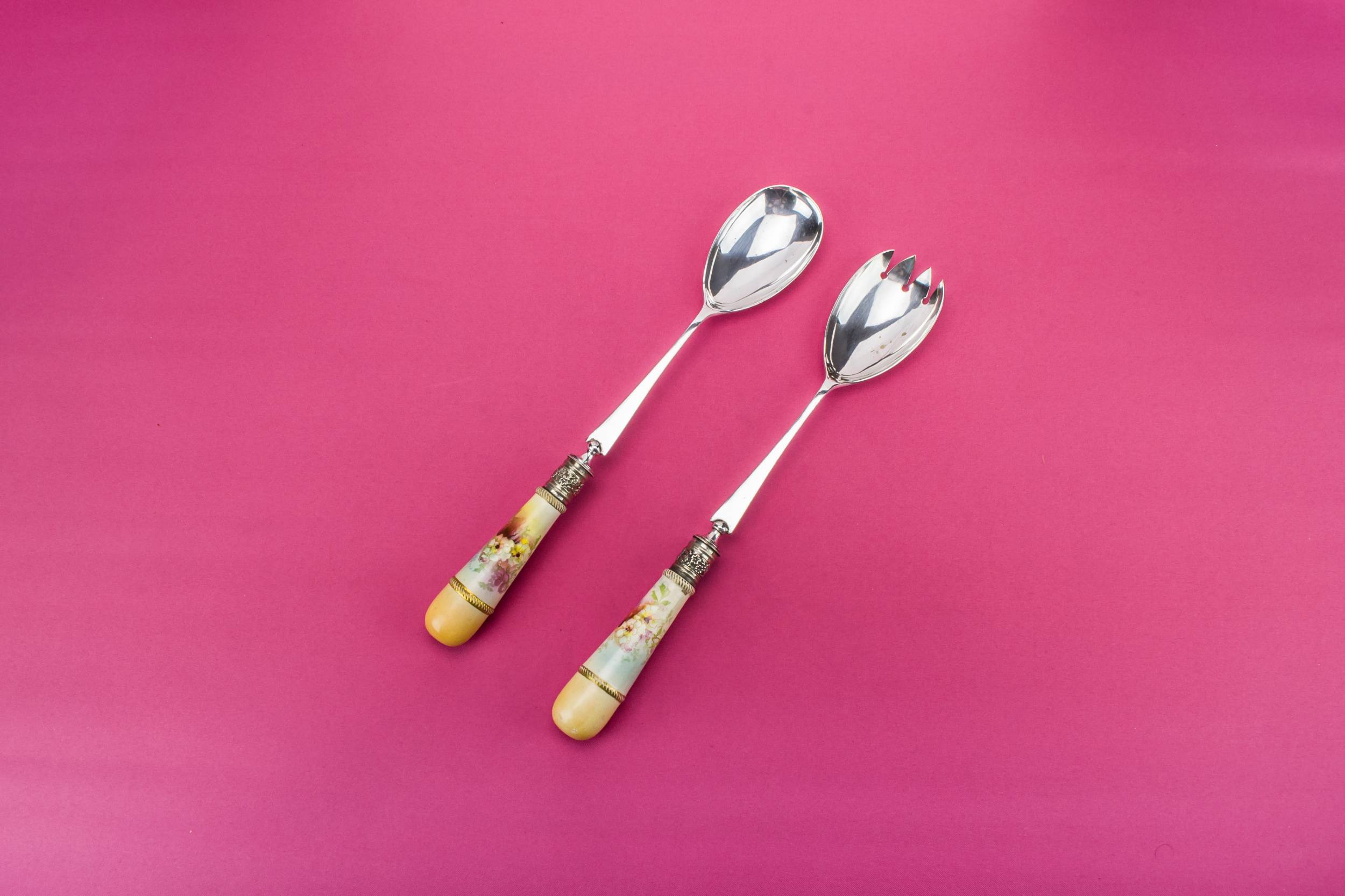 Antique Pink Floral — 2 salad serving spoons