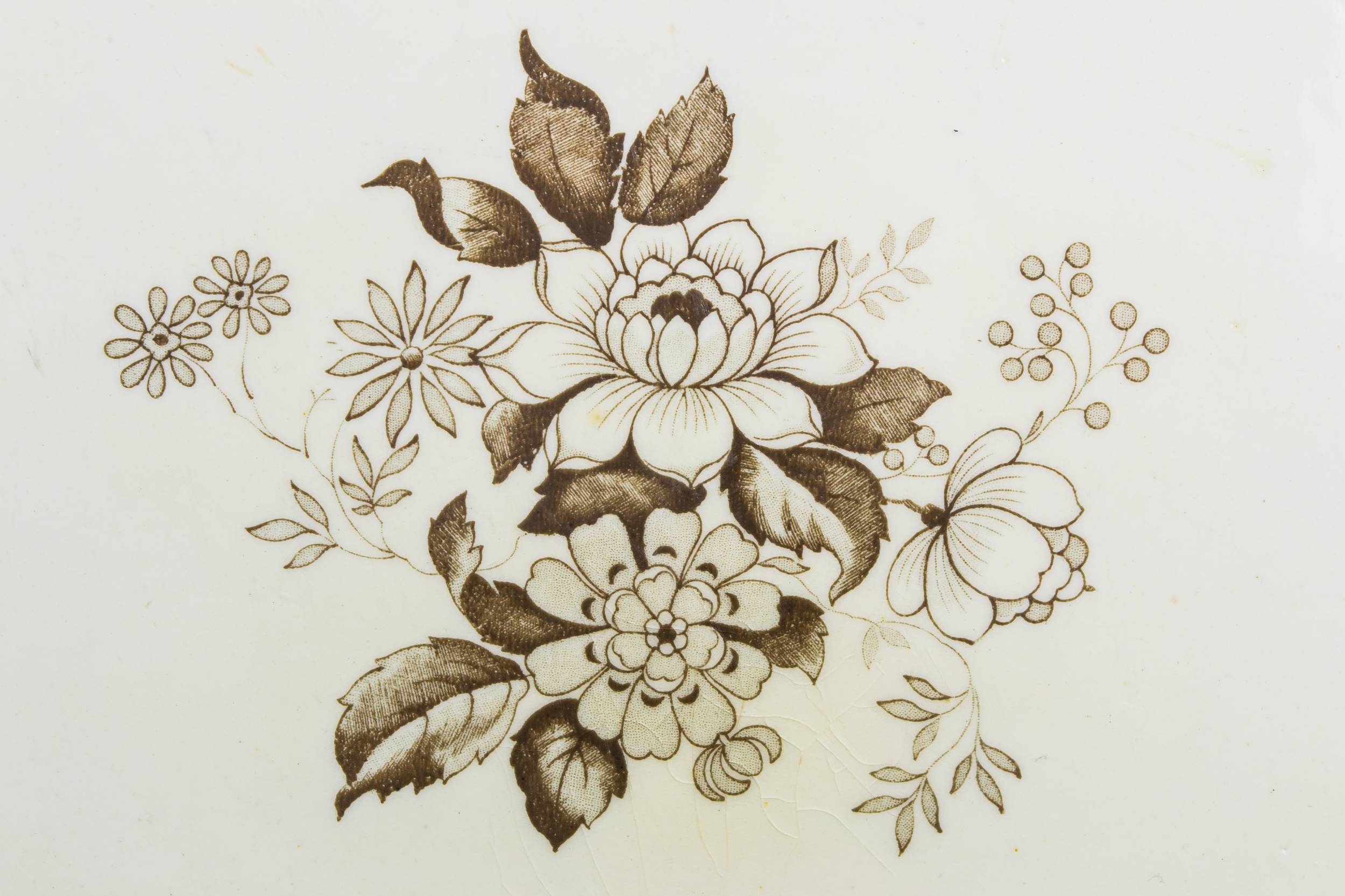Victorian Elegant Floral — Large brown serving platter 2