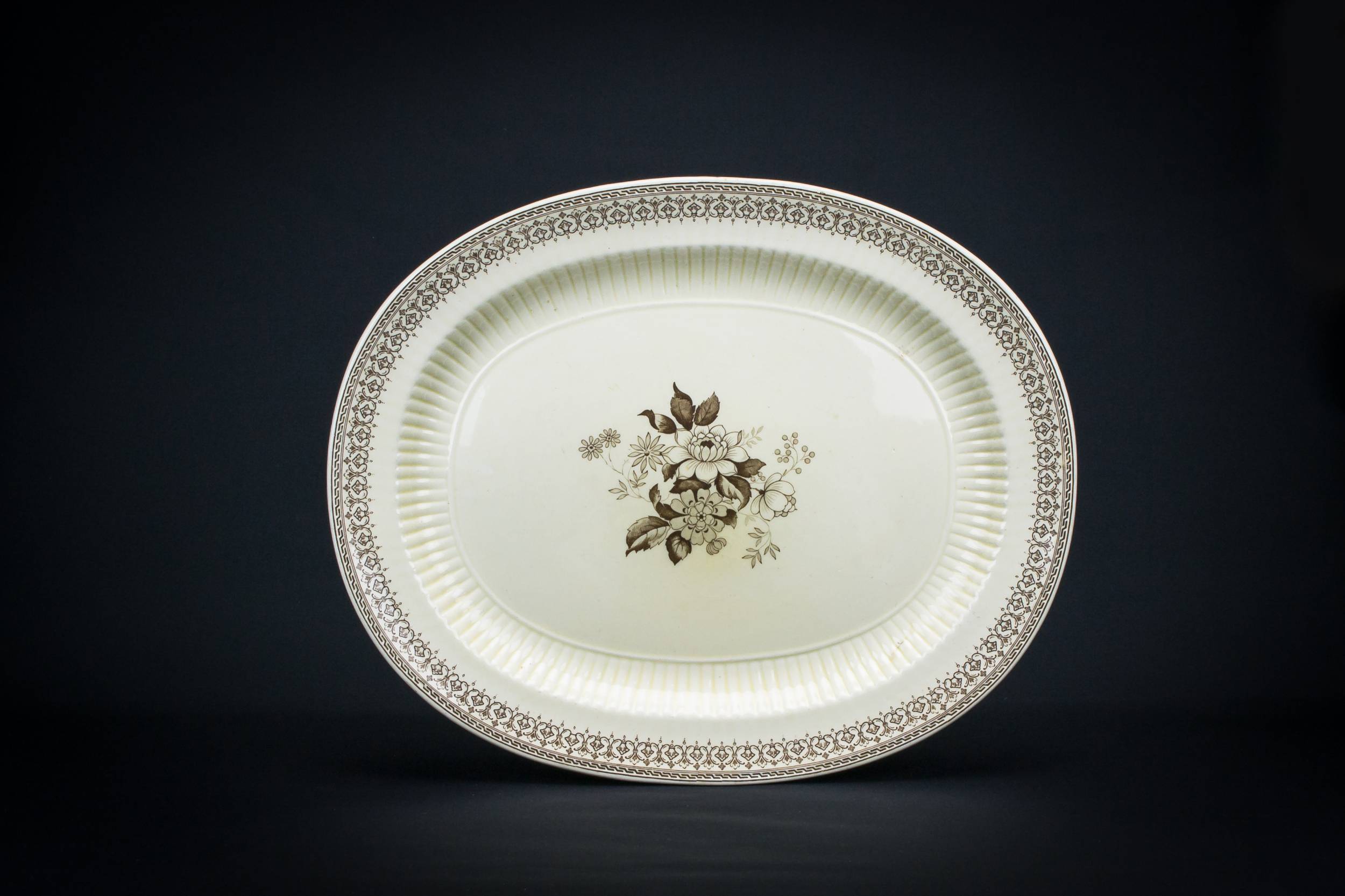 Victorian Elegant Floral — Large brown serving platter