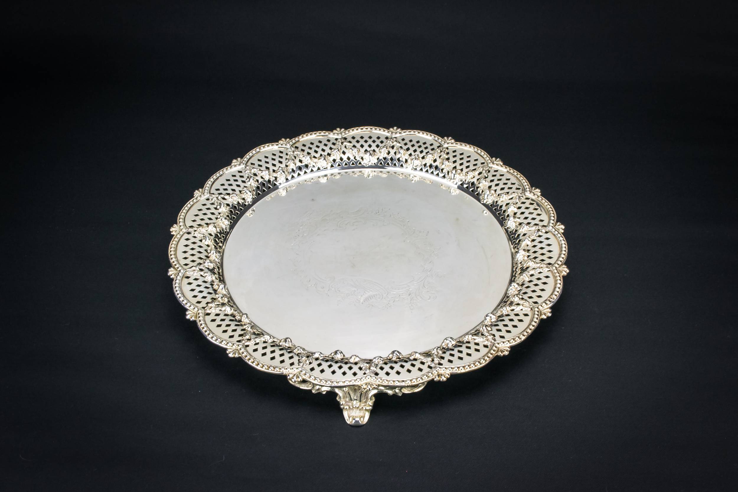 Silver Plated Metal — Silver plated round tray
