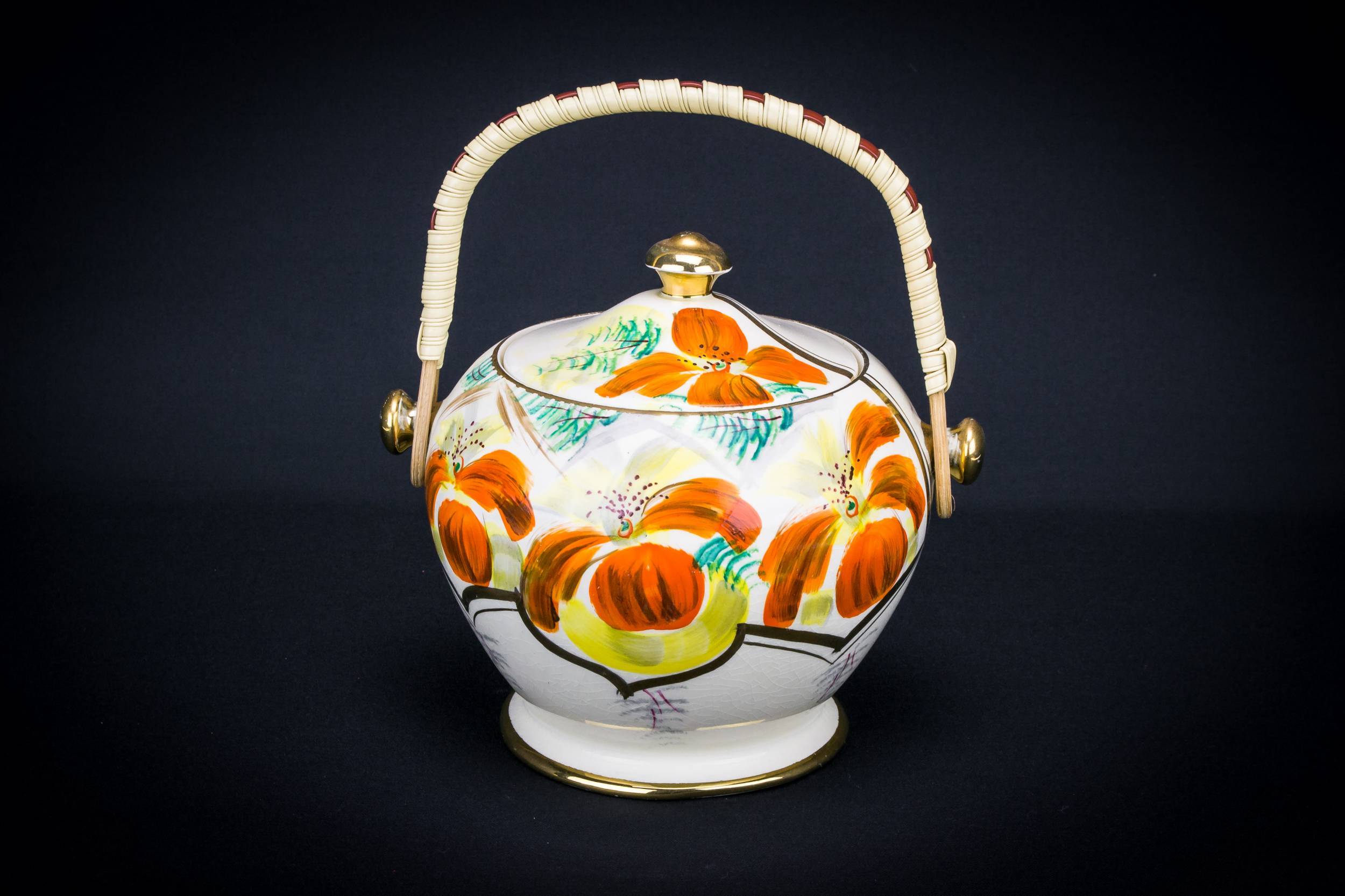 Ceramic Ice Bucket — Red and yellow ice bucket