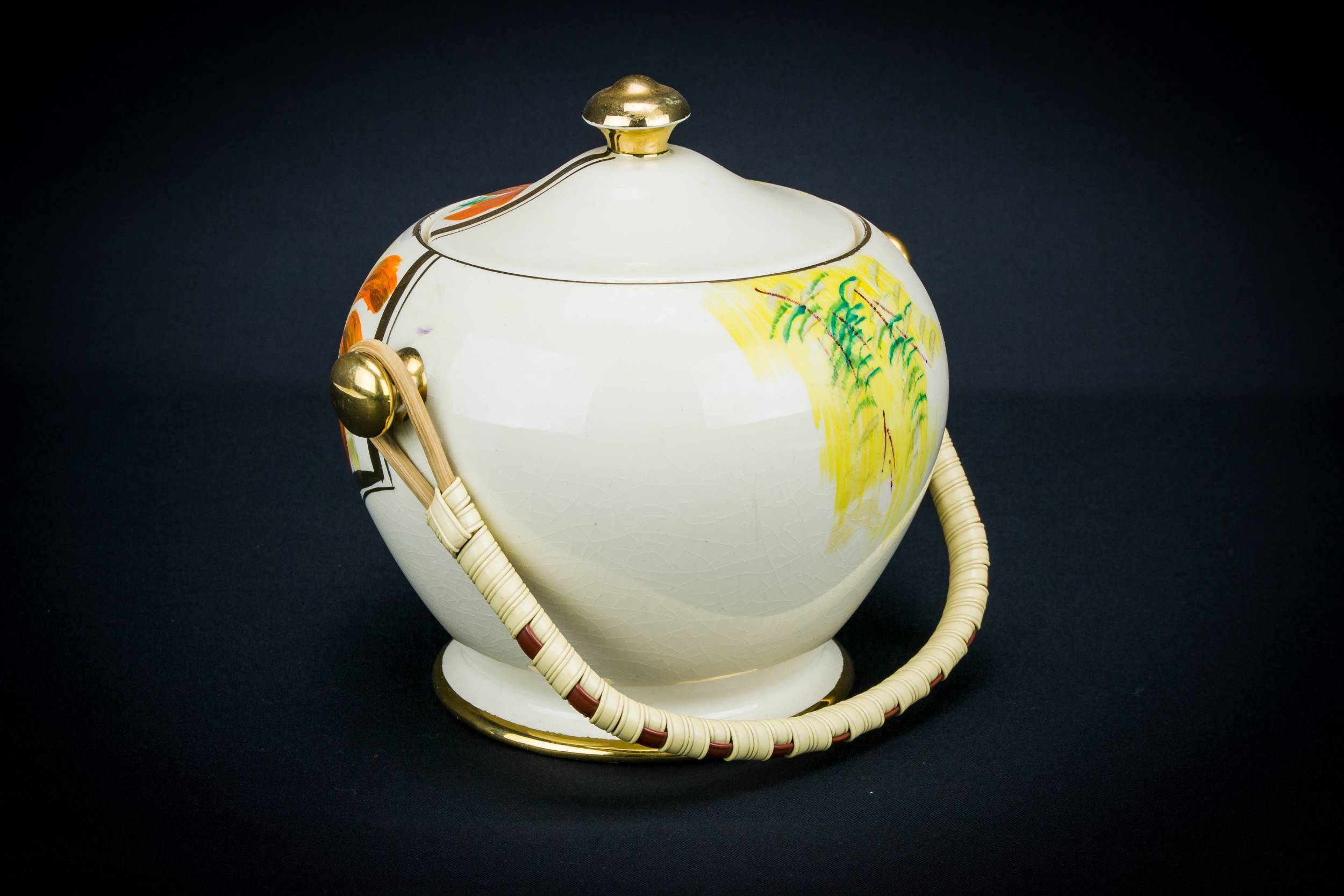 Ceramic Ice Bucket — Red and yellow ice bucket 1