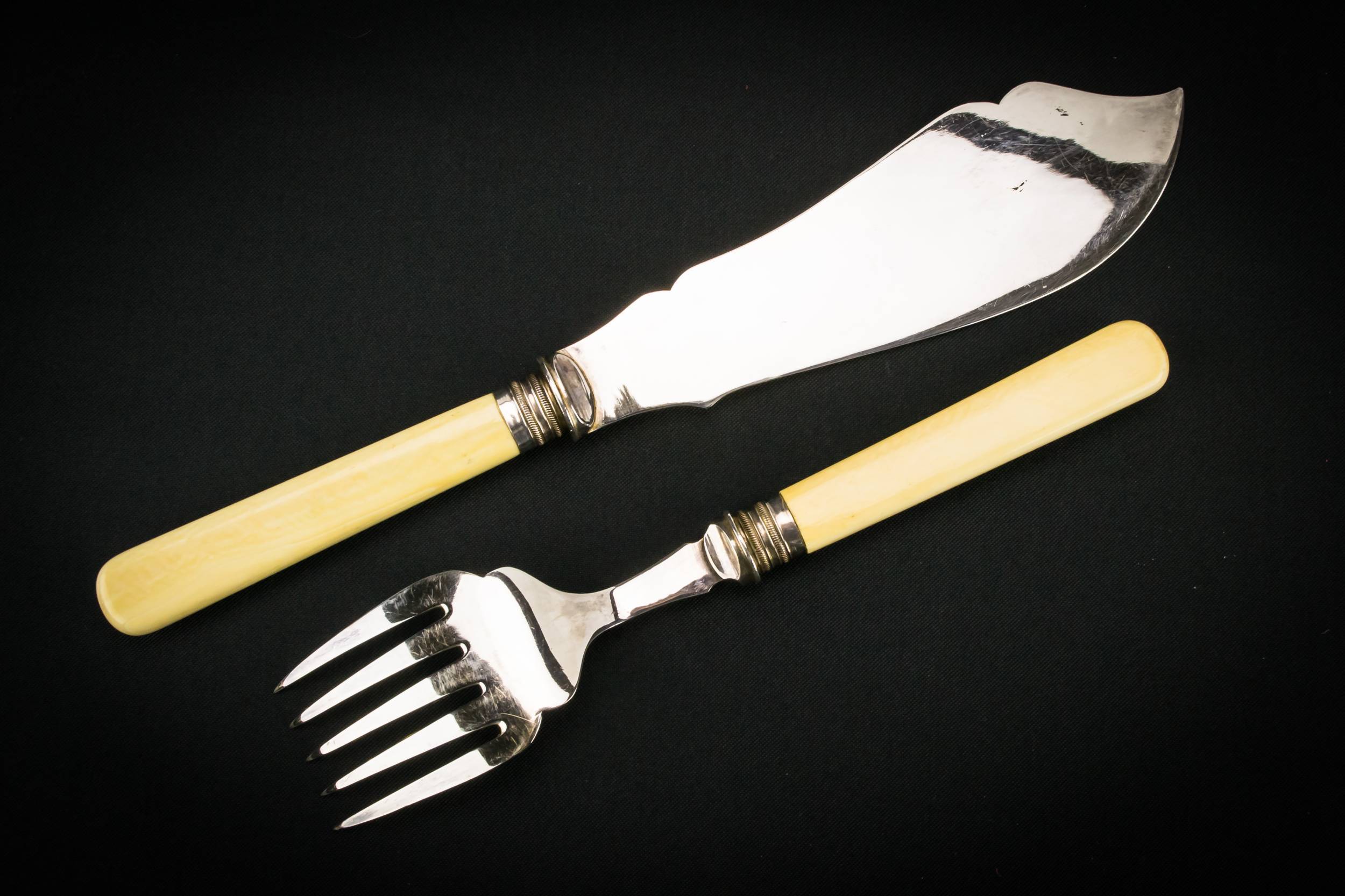 Silver Plated Ivory — Fish serving knife and fork 4