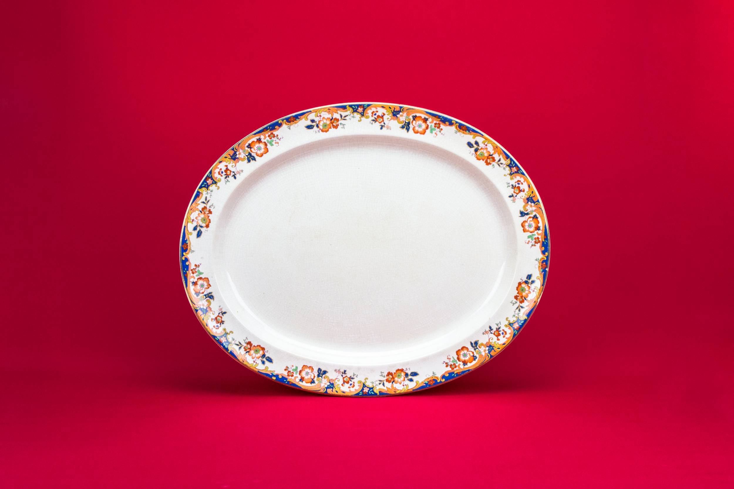 Antique Ceramic Floral — Large floral border platter