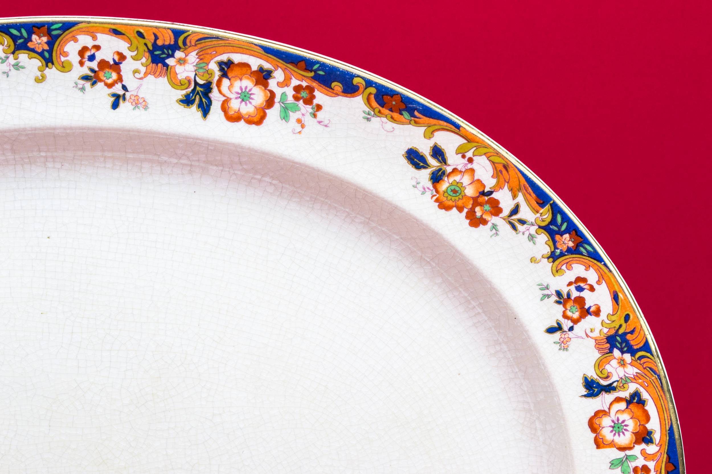 Antique Ceramic Floral — Large floral border platter 1