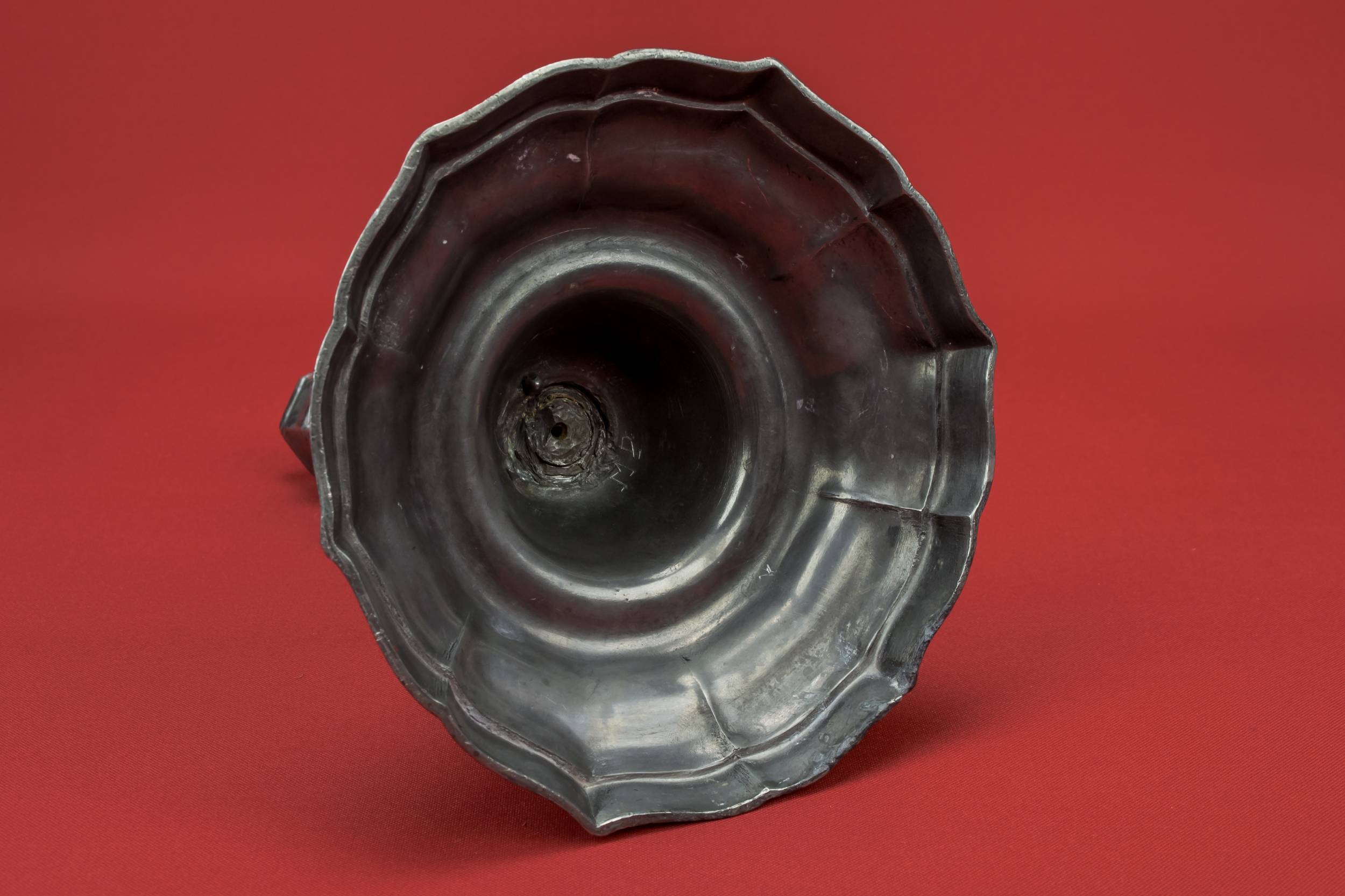 Pewter Unusual Fluted — Grey pewter candlestick 1