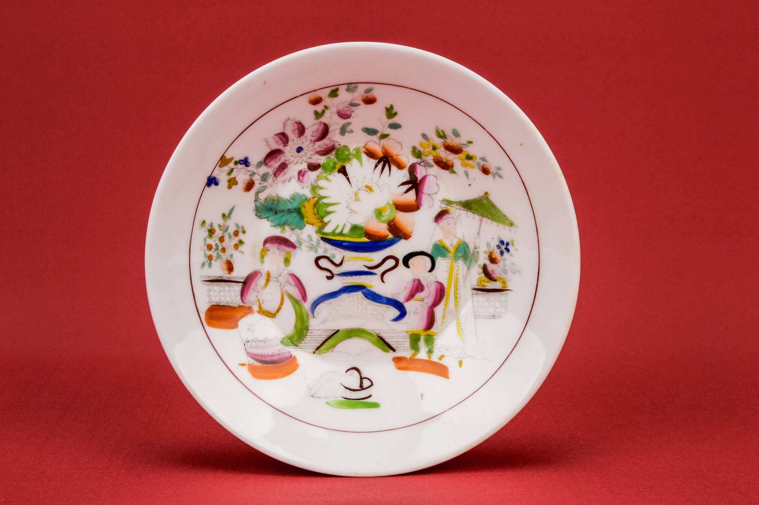 Antique Attractive Saucer — Painted tea cup and saucer 5