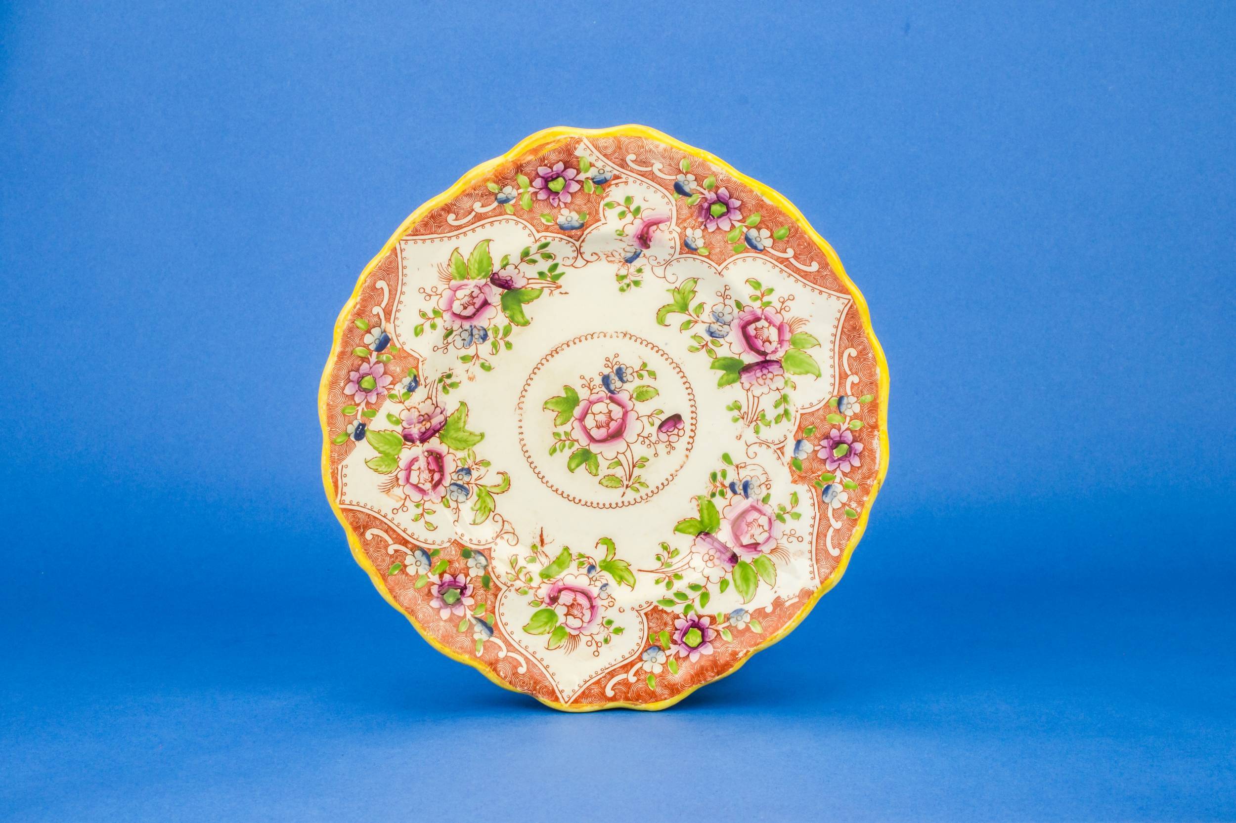 Small Serving Plate — Small floral plate in orange