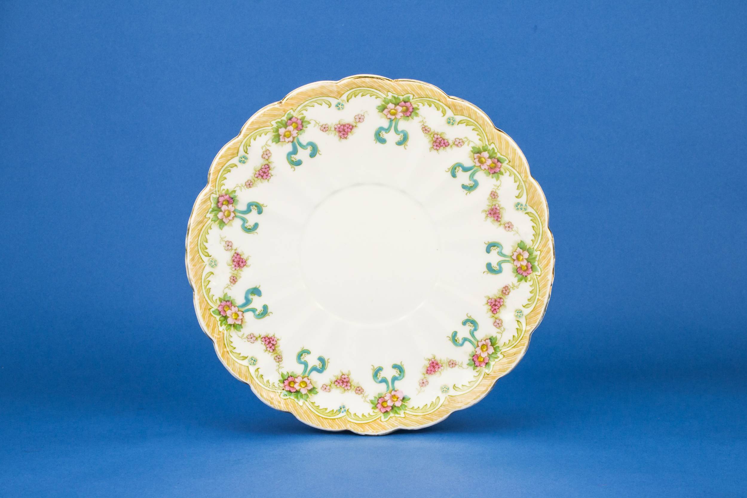 Porcelain Antique Floral — Turquoise cake plate