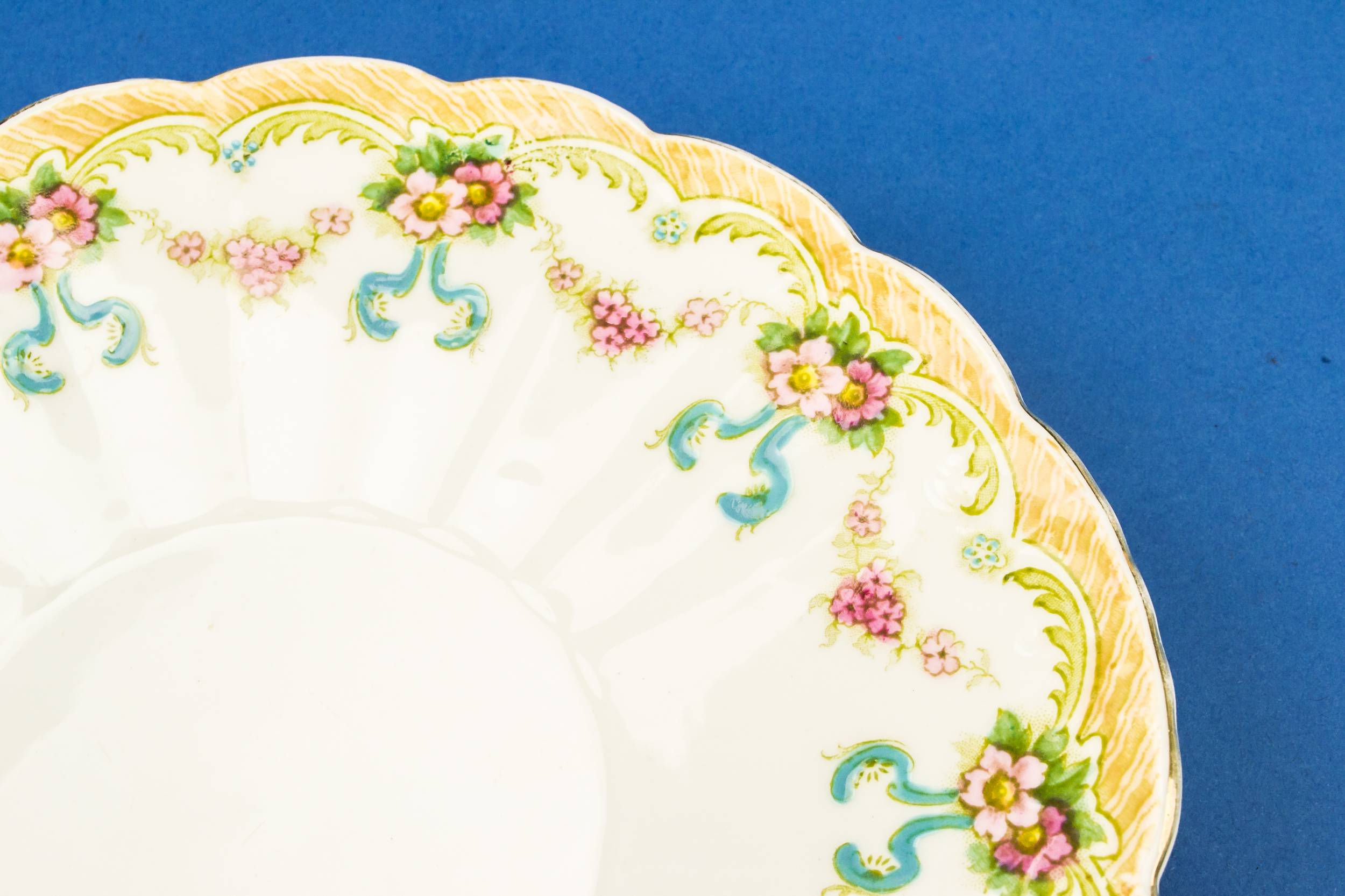 Porcelain Antique Floral — Turquoise cake plate 1