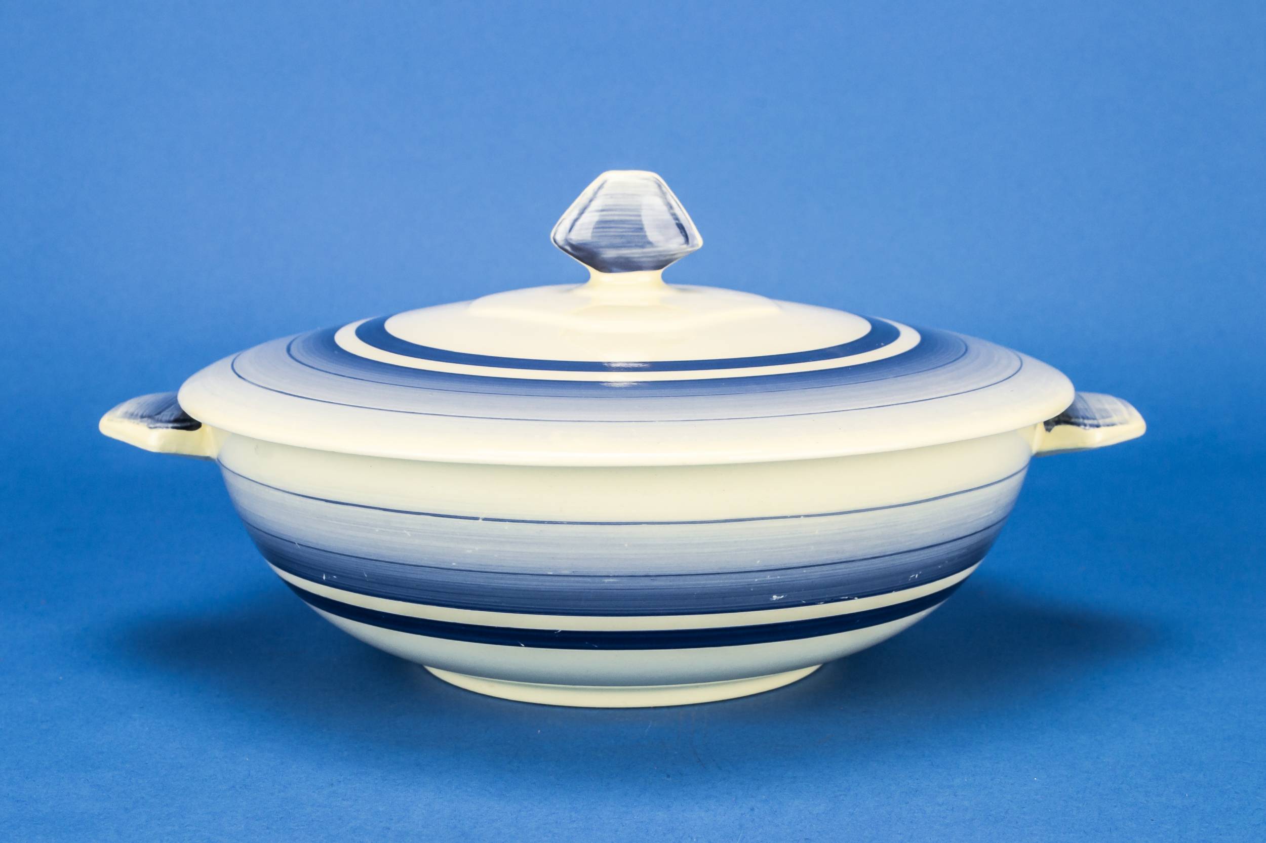 Ceramic Vintage Stripes — Blue Art Deco tureen 2