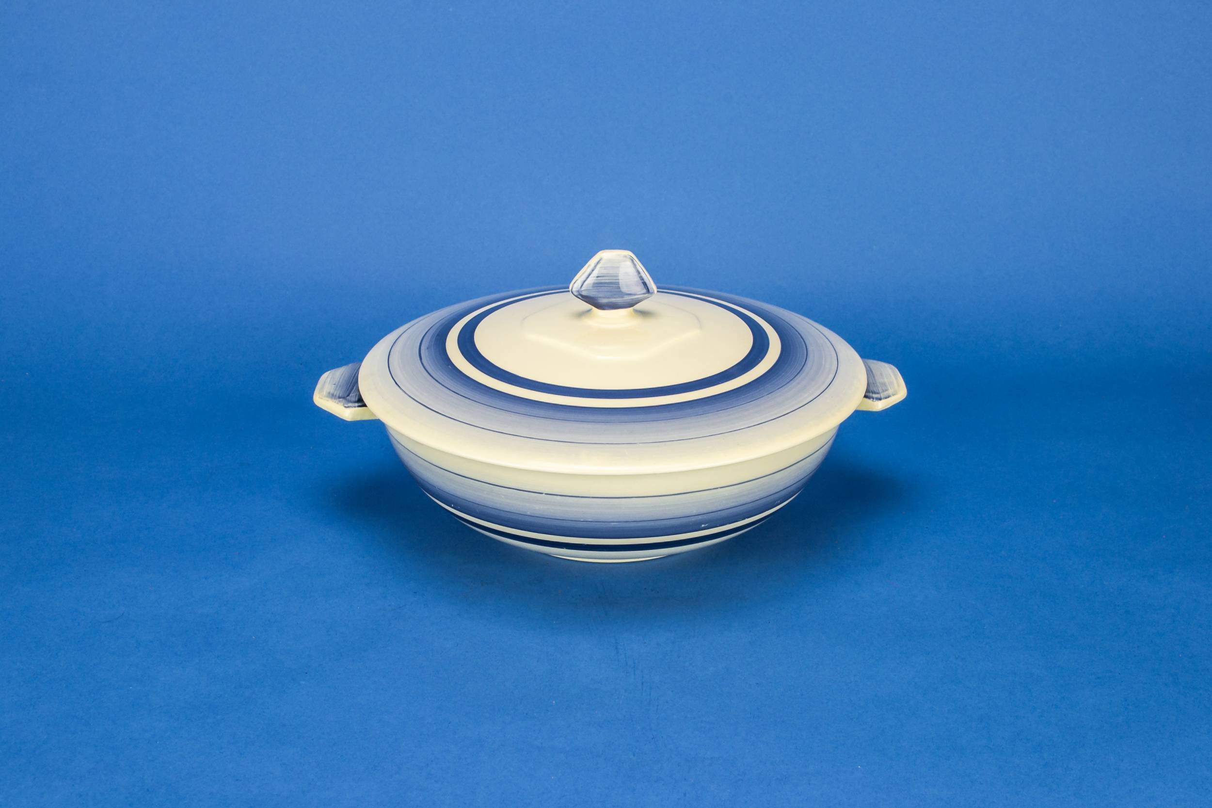Ceramic Vintage Stripes — Blue Art Deco tureen