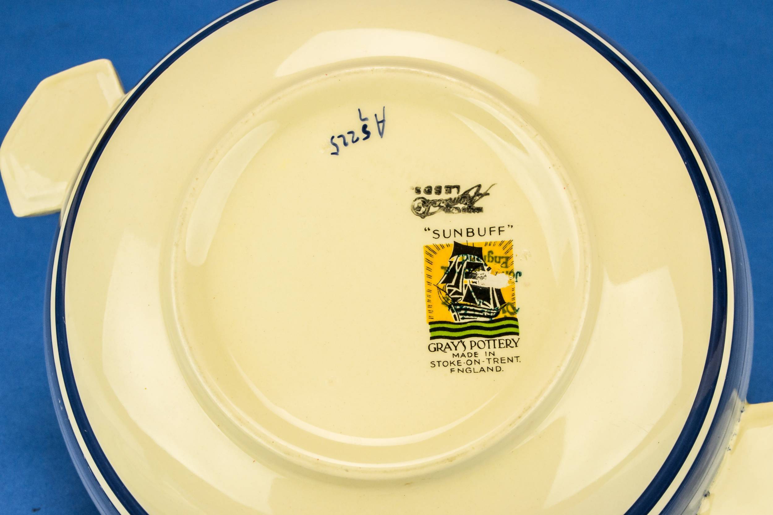 Ceramic Vintage Stripes — Blue Art Deco tureen 3