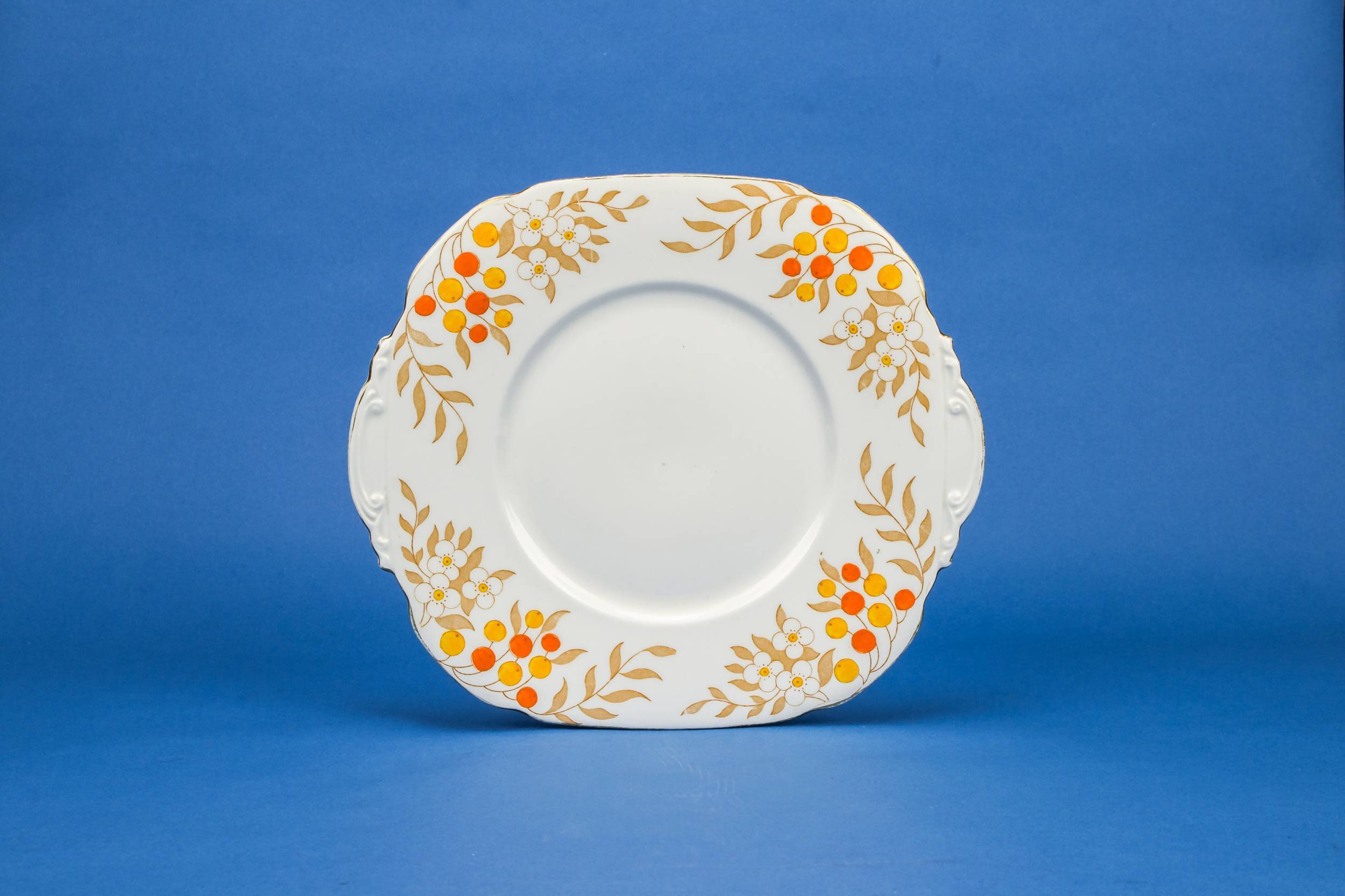 Art Deco Shabby — Orange floral serving plate