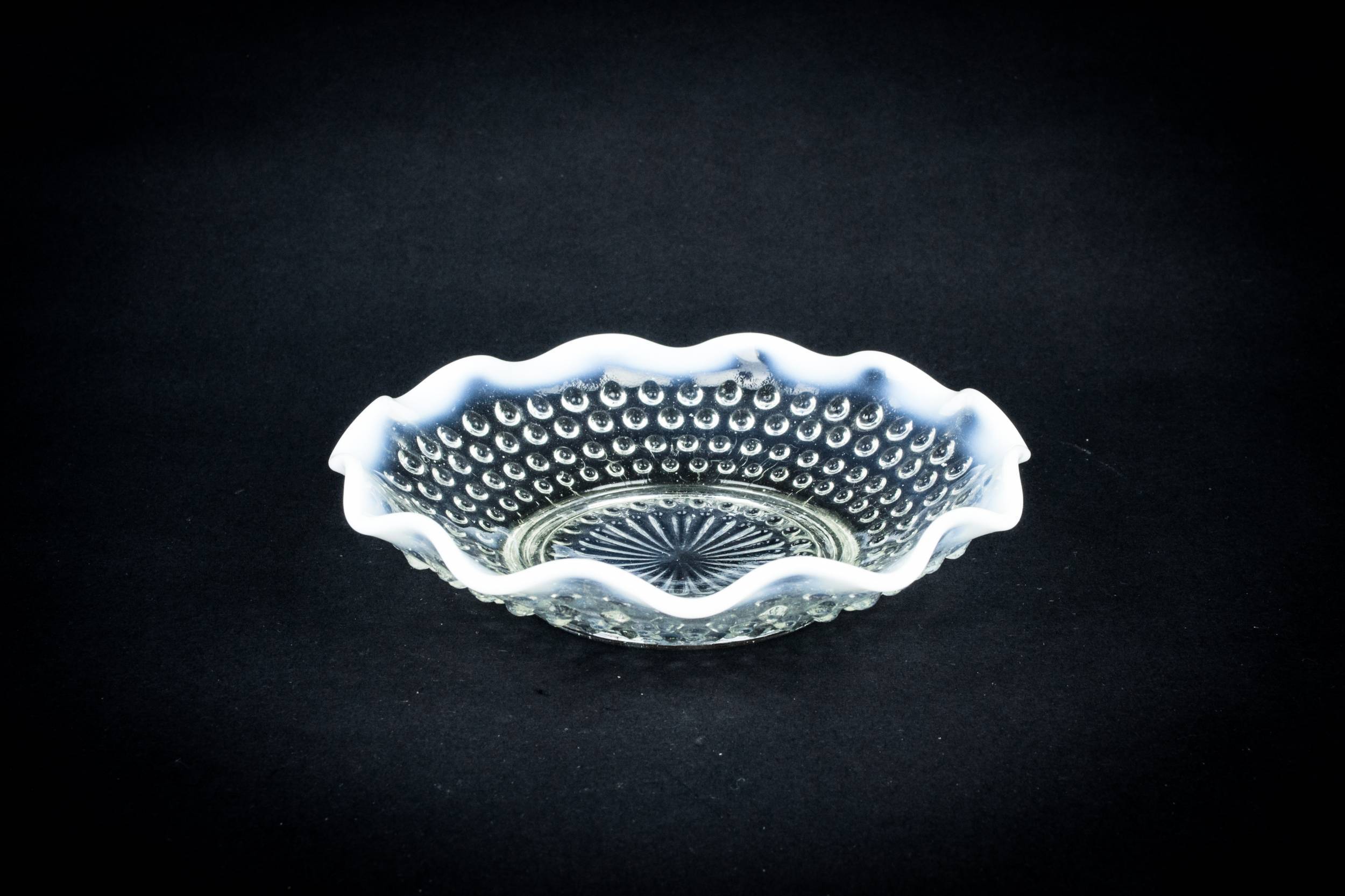 Antique Glass BOWL — White glass serving bowl