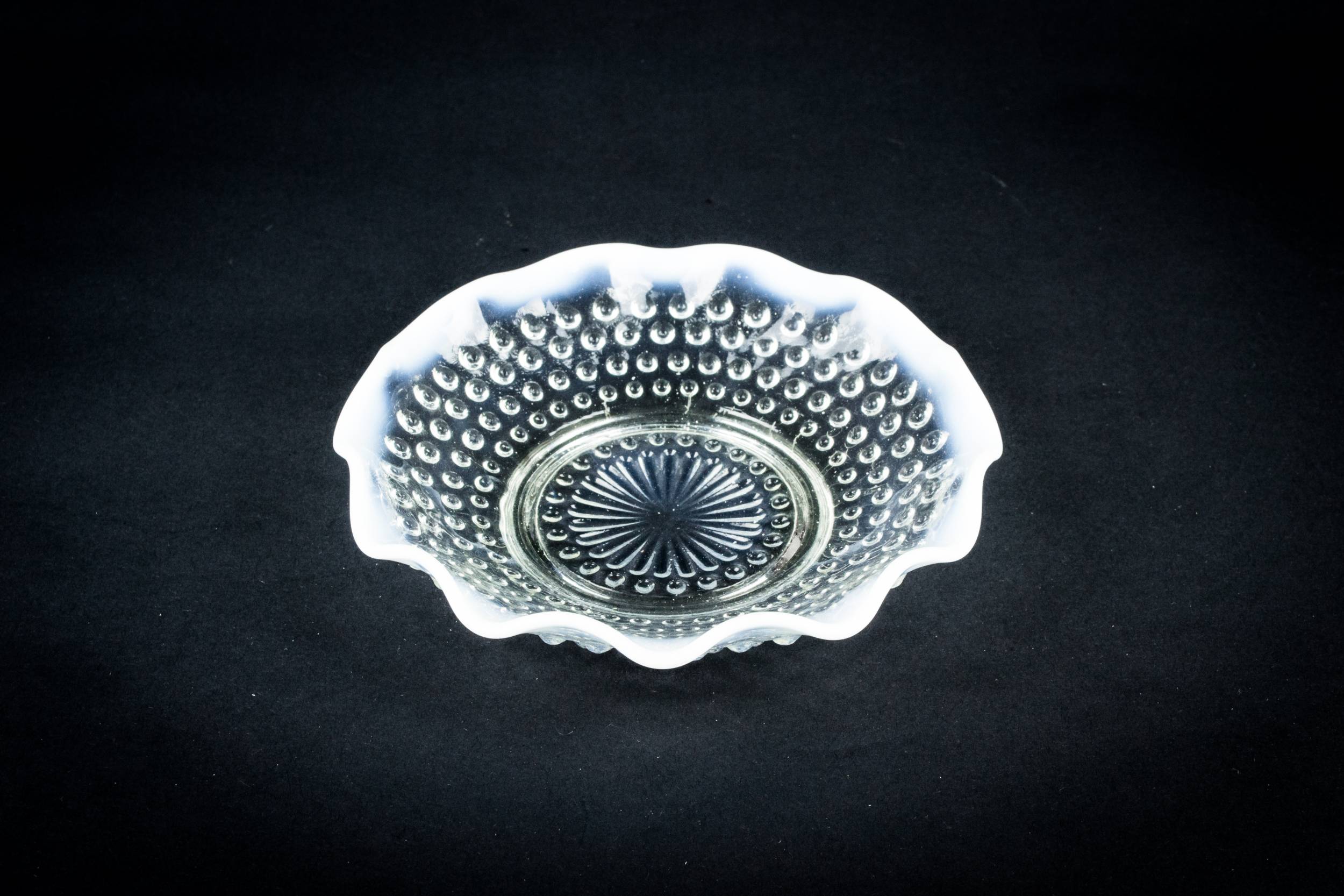 Antique Glass BOWL — White glass serving bowl 1