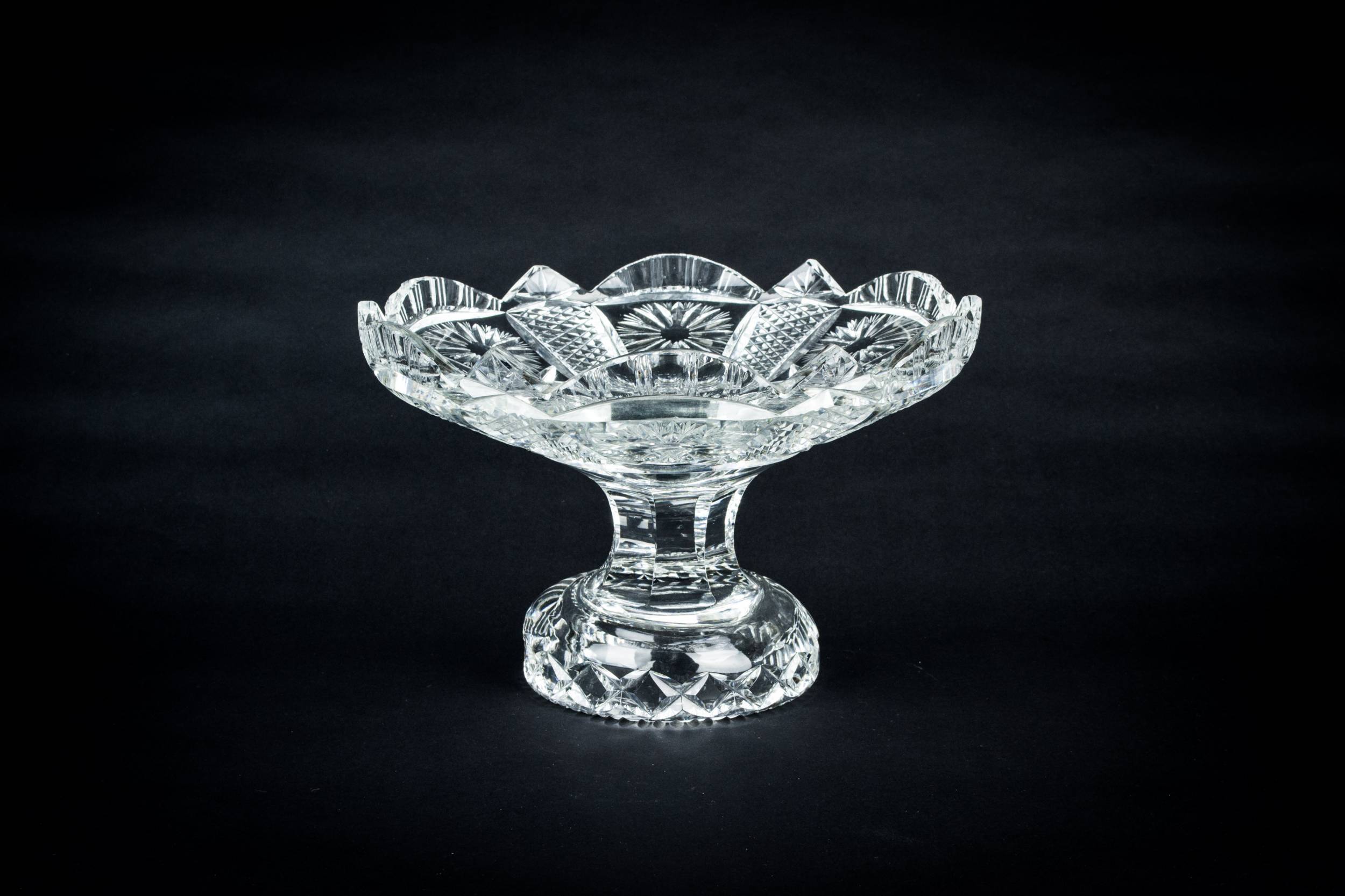 Antique Glass Cut — Heavy cut glass serving bowl