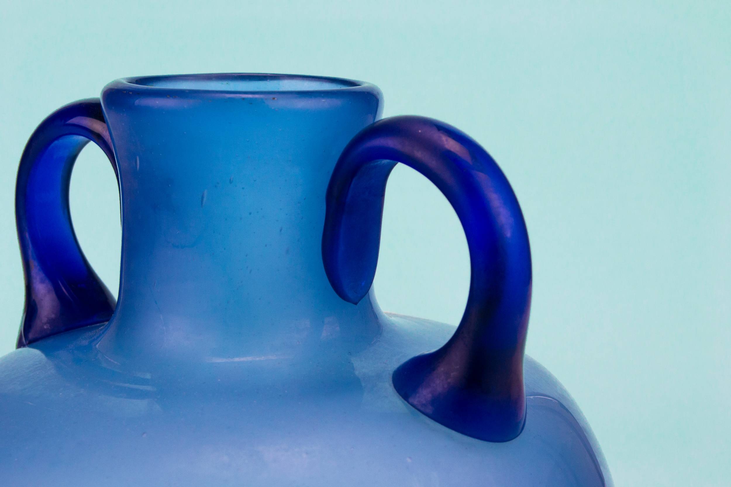 Vintage Elegant Minimalist — Blue glass vase with handles 1