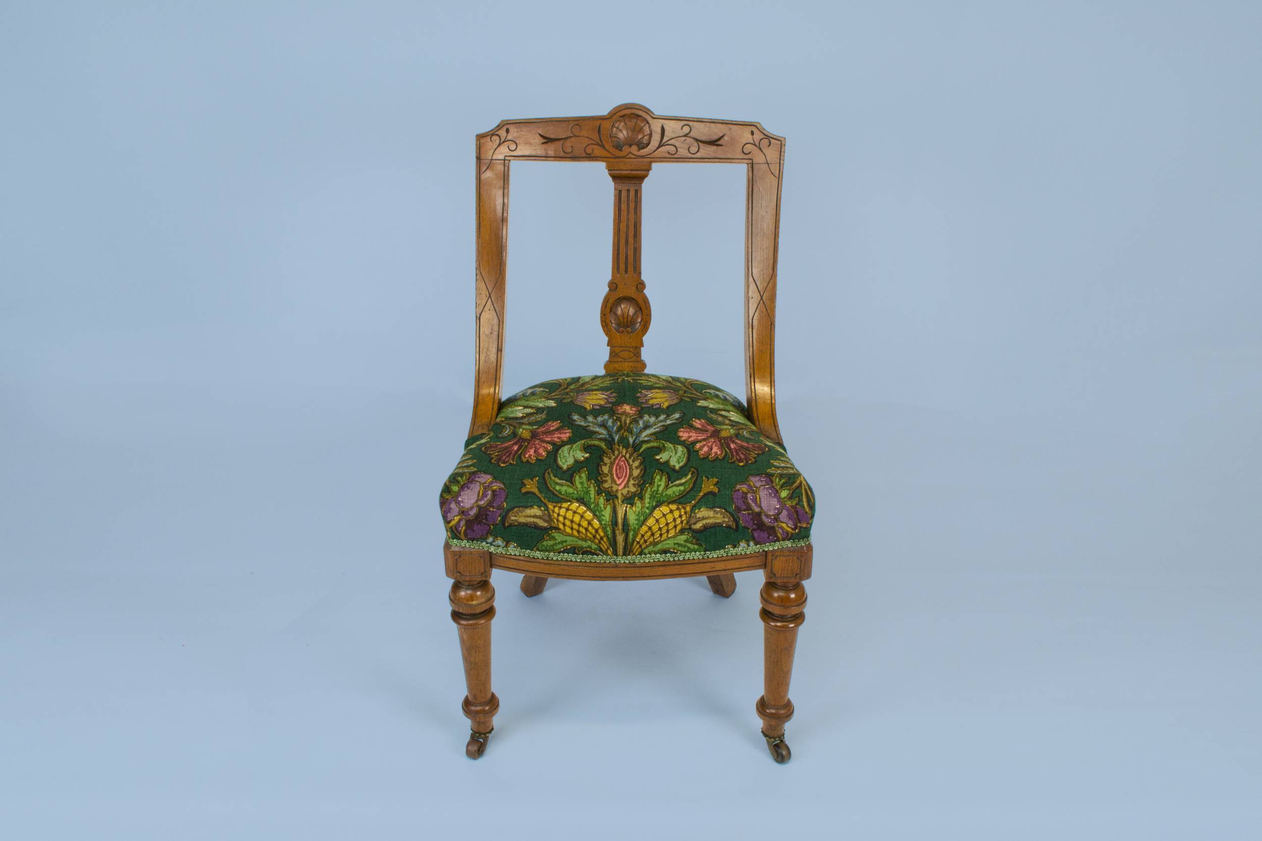 Spectacular Antique Floral — Green floral library chair