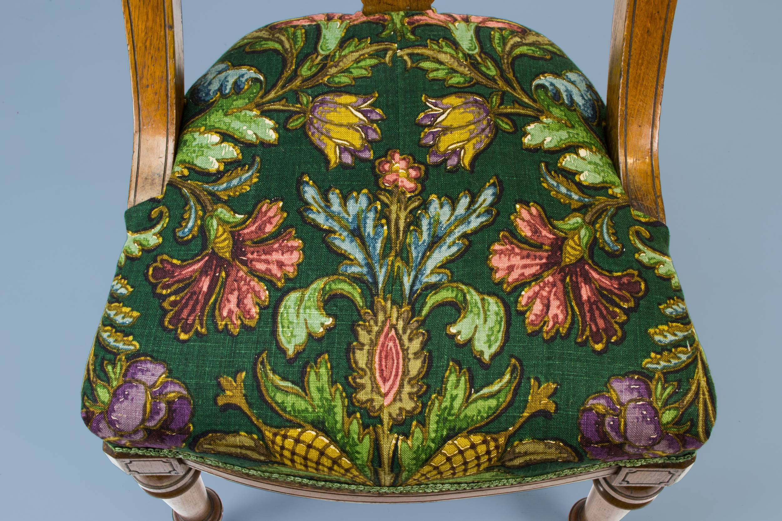 Spectacular Antique Floral — Green floral library chair 3