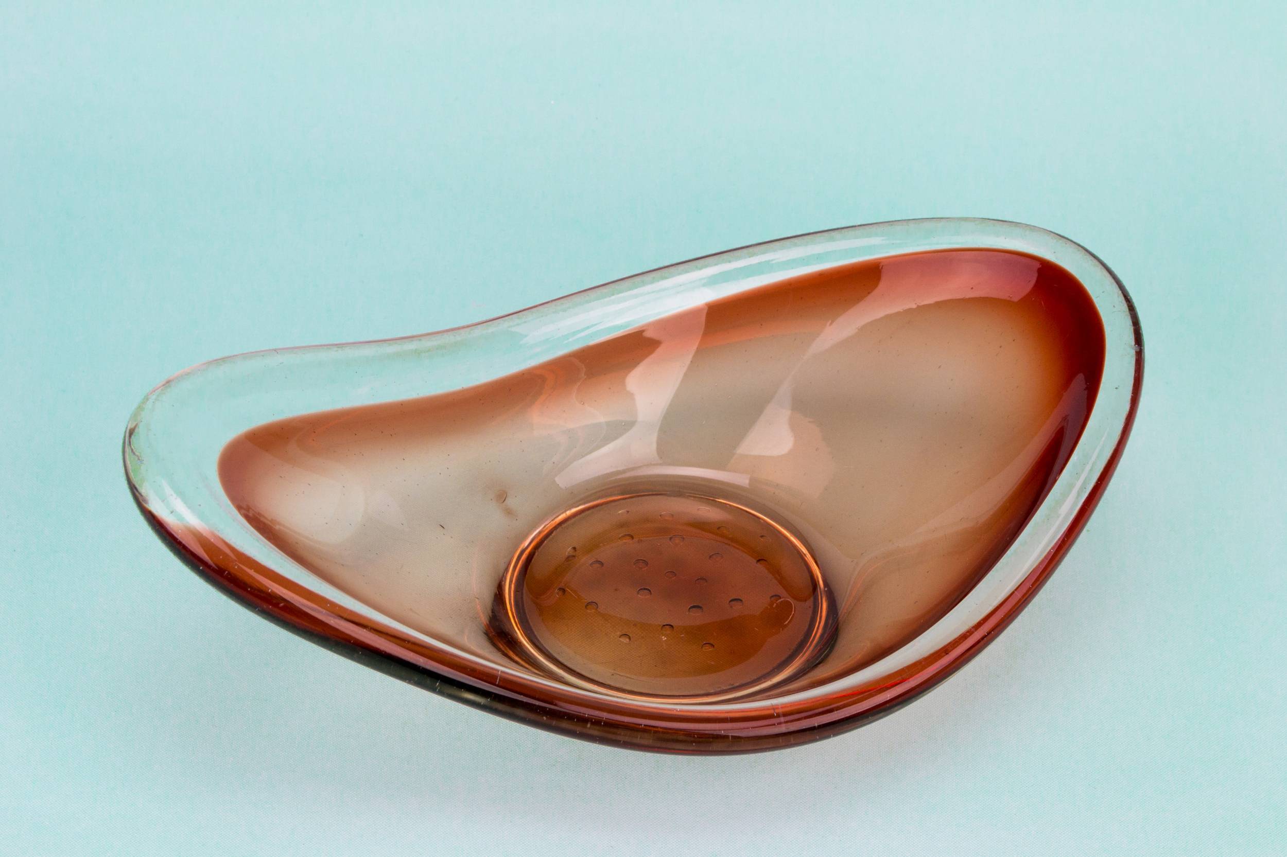 Heavy Pink Blown — Heavy pink glass bowl 2