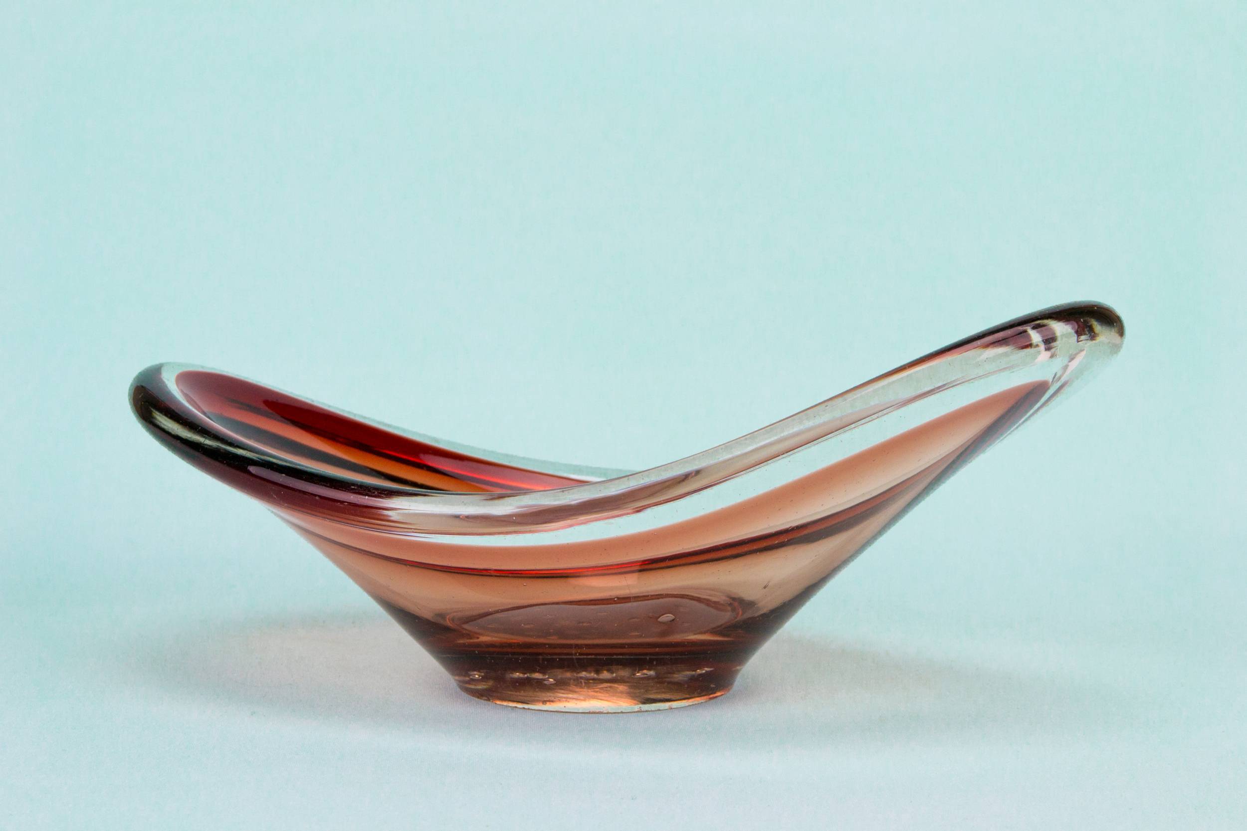 Heavy Pink Blown — Heavy pink glass bowl 1