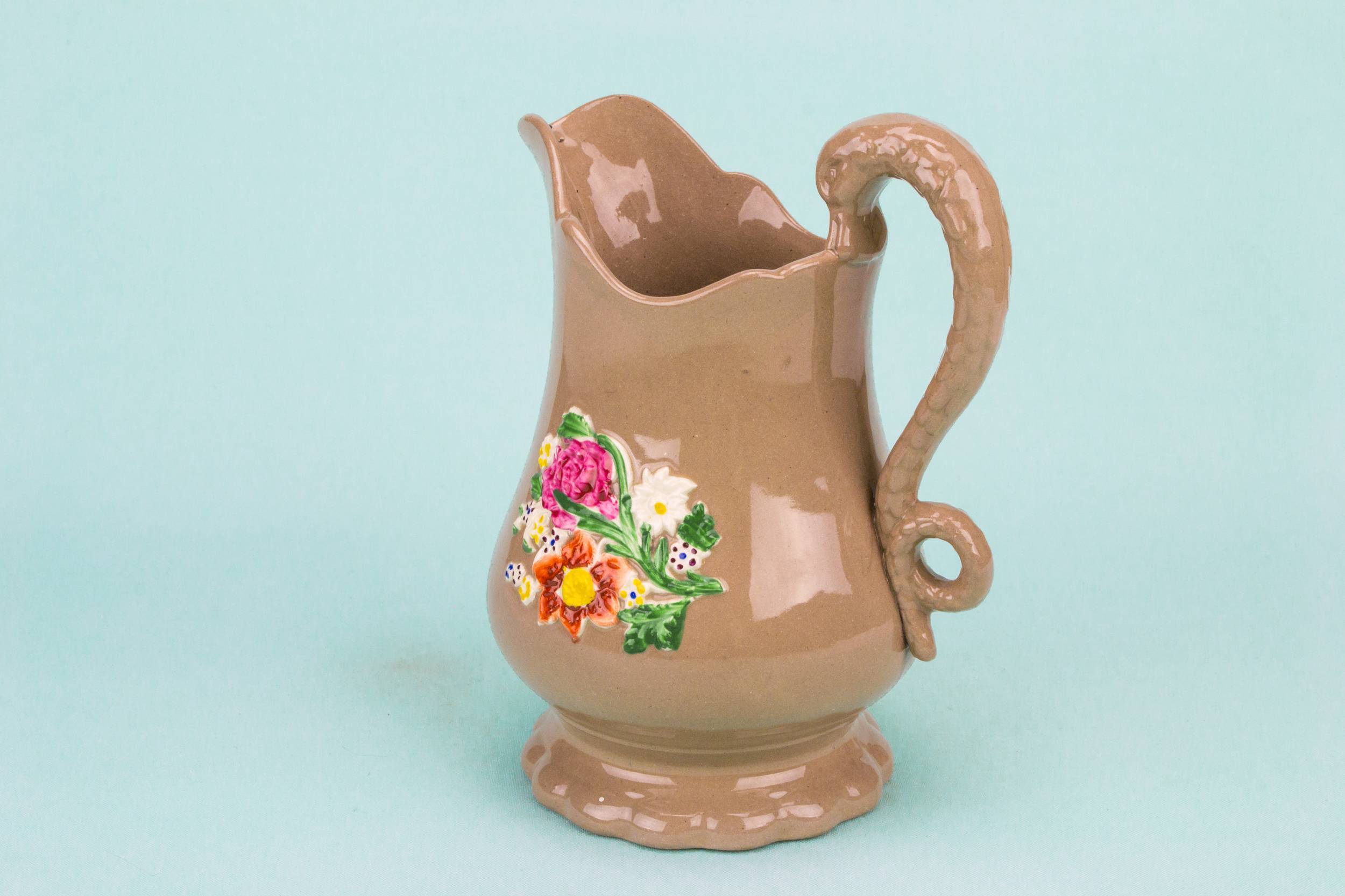 Spectacular Antique Ceramic — Swan handle milk jug 1