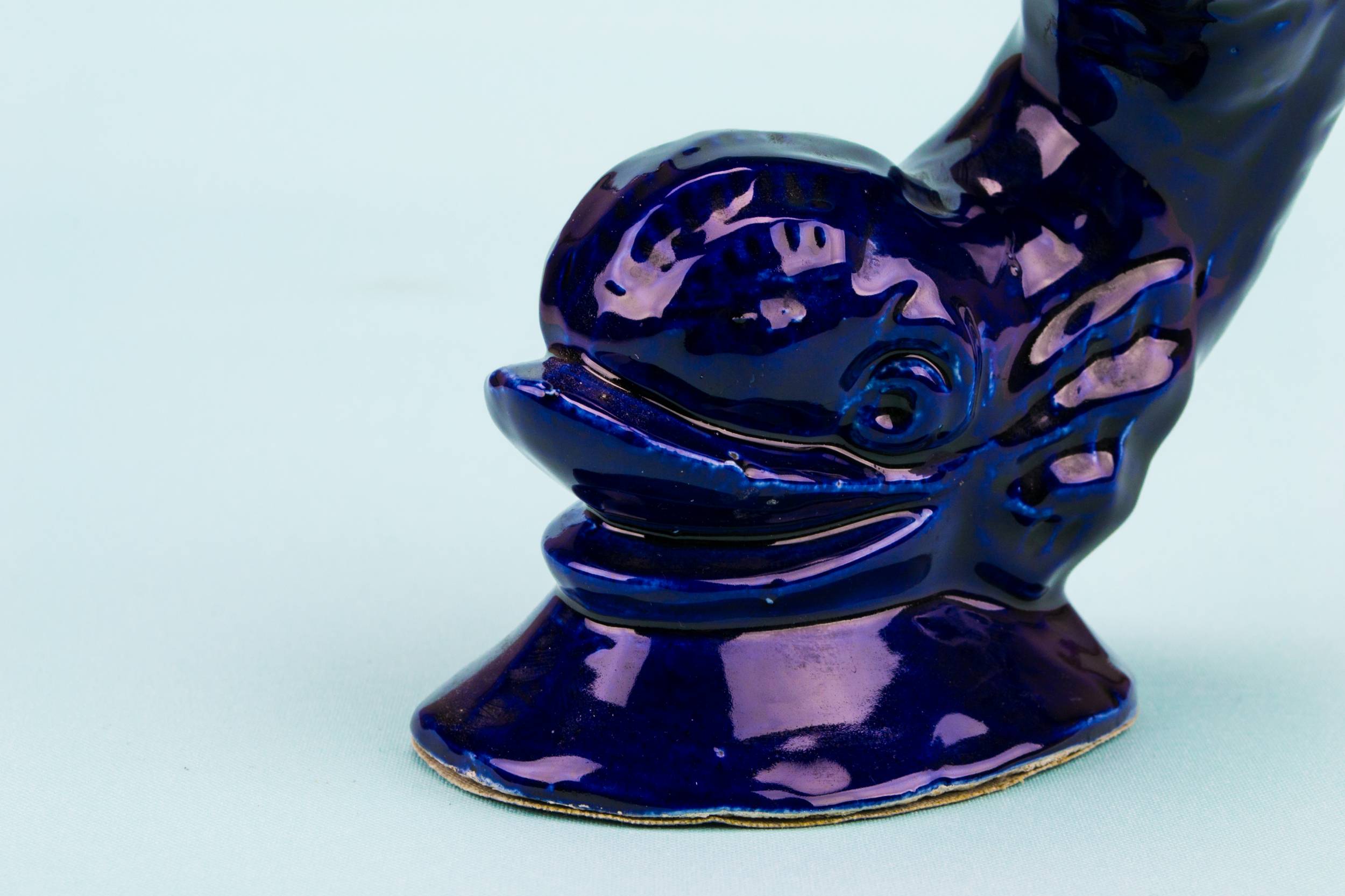 Elegant Vintage Fish — Blue dolphin sculpture 2