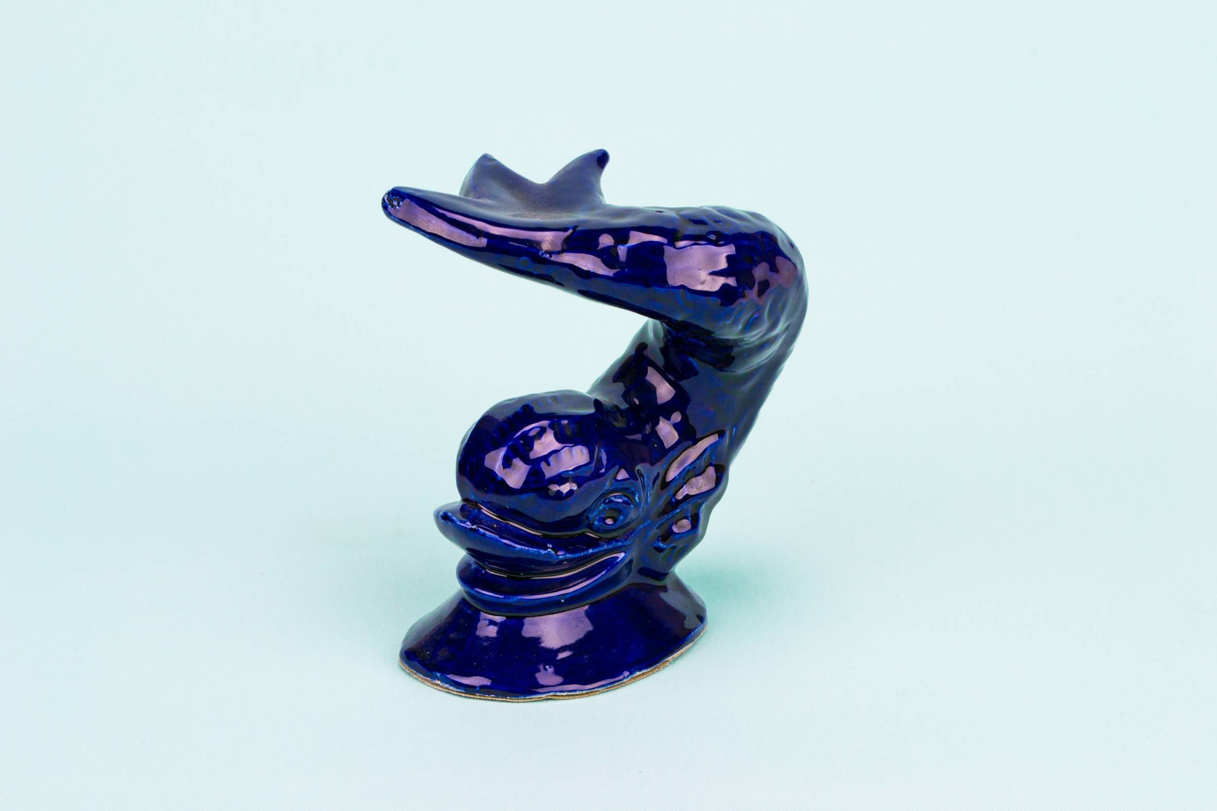 Elegant Vintage Fish — Blue dolphin sculpture