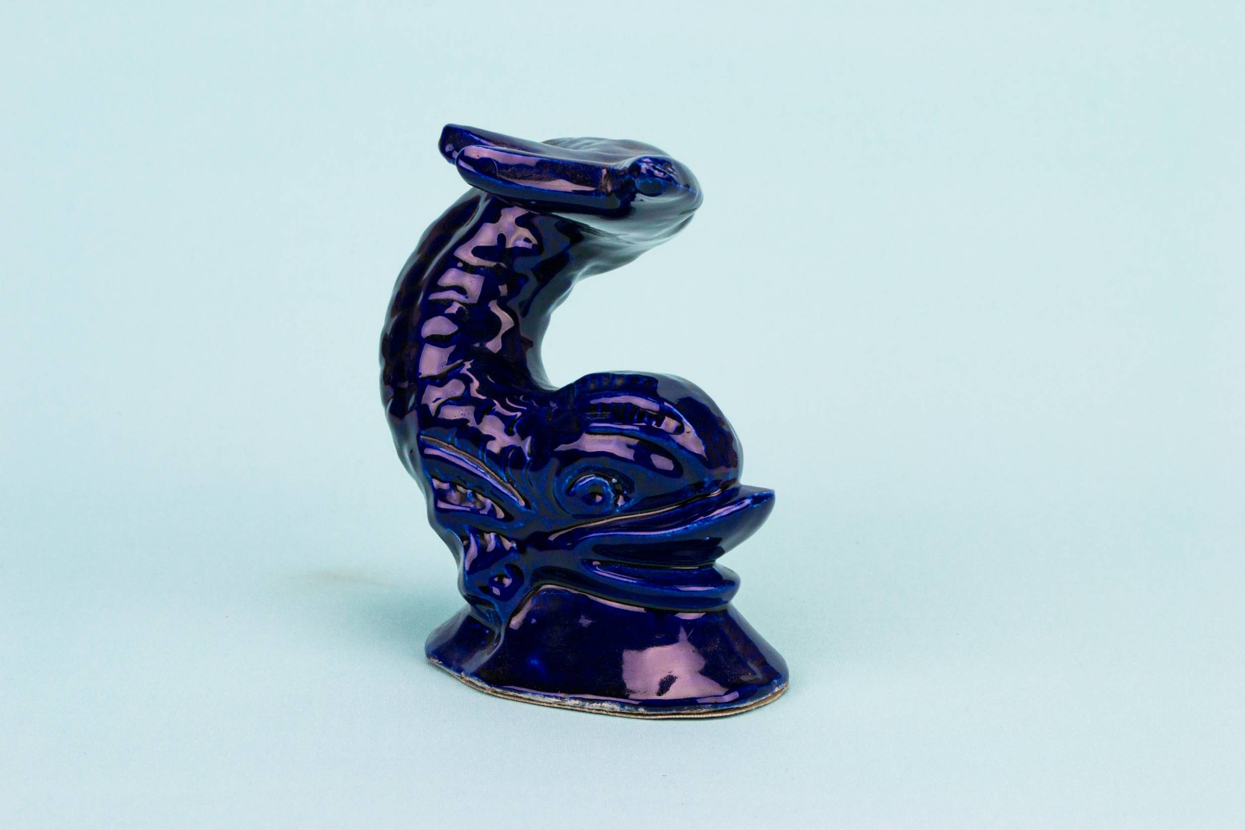 Elegant Vintage Fish — Blue dolphin sculpture 1