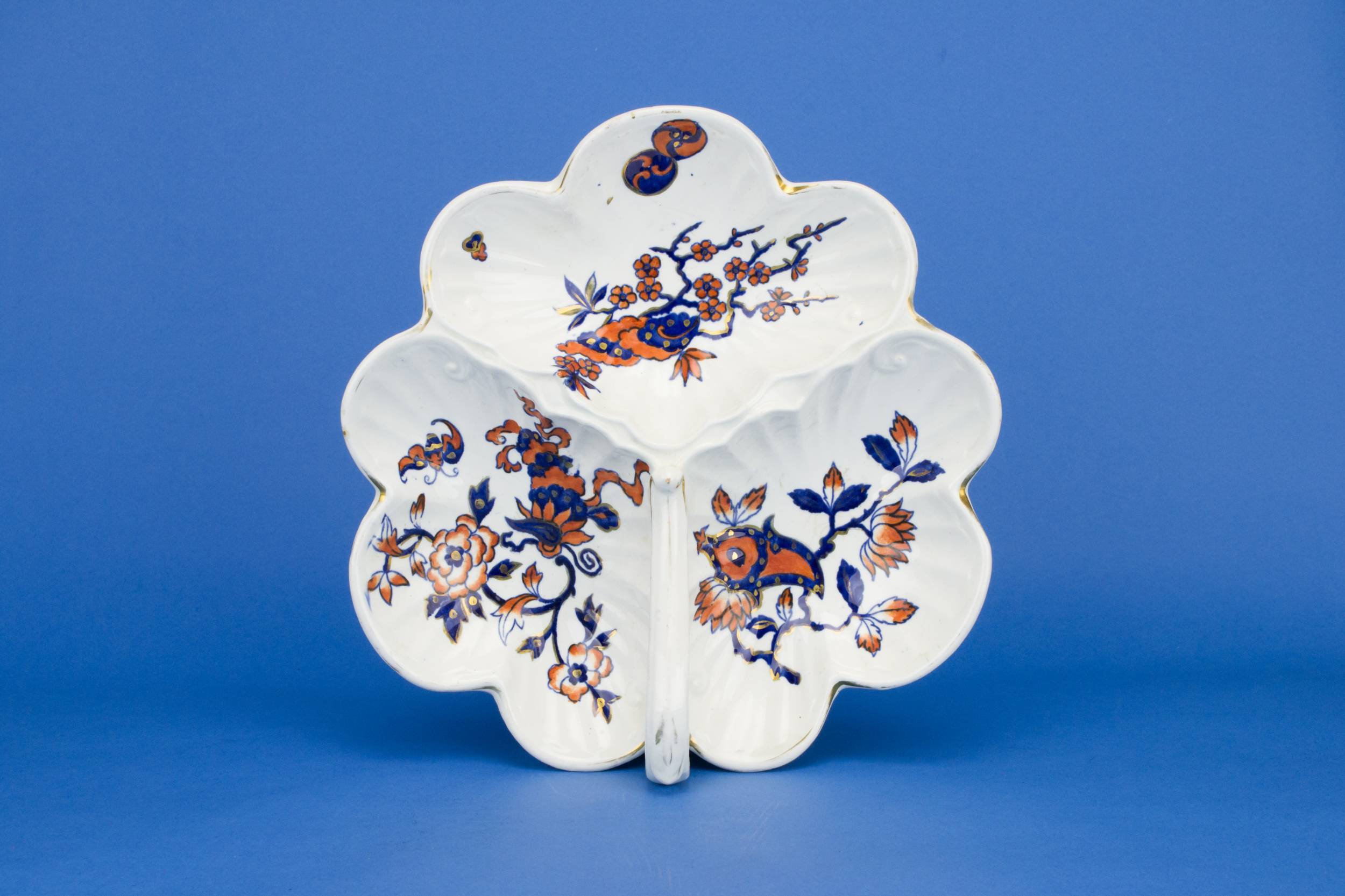 Opulent Antique Floral — Flow blue serving bowl