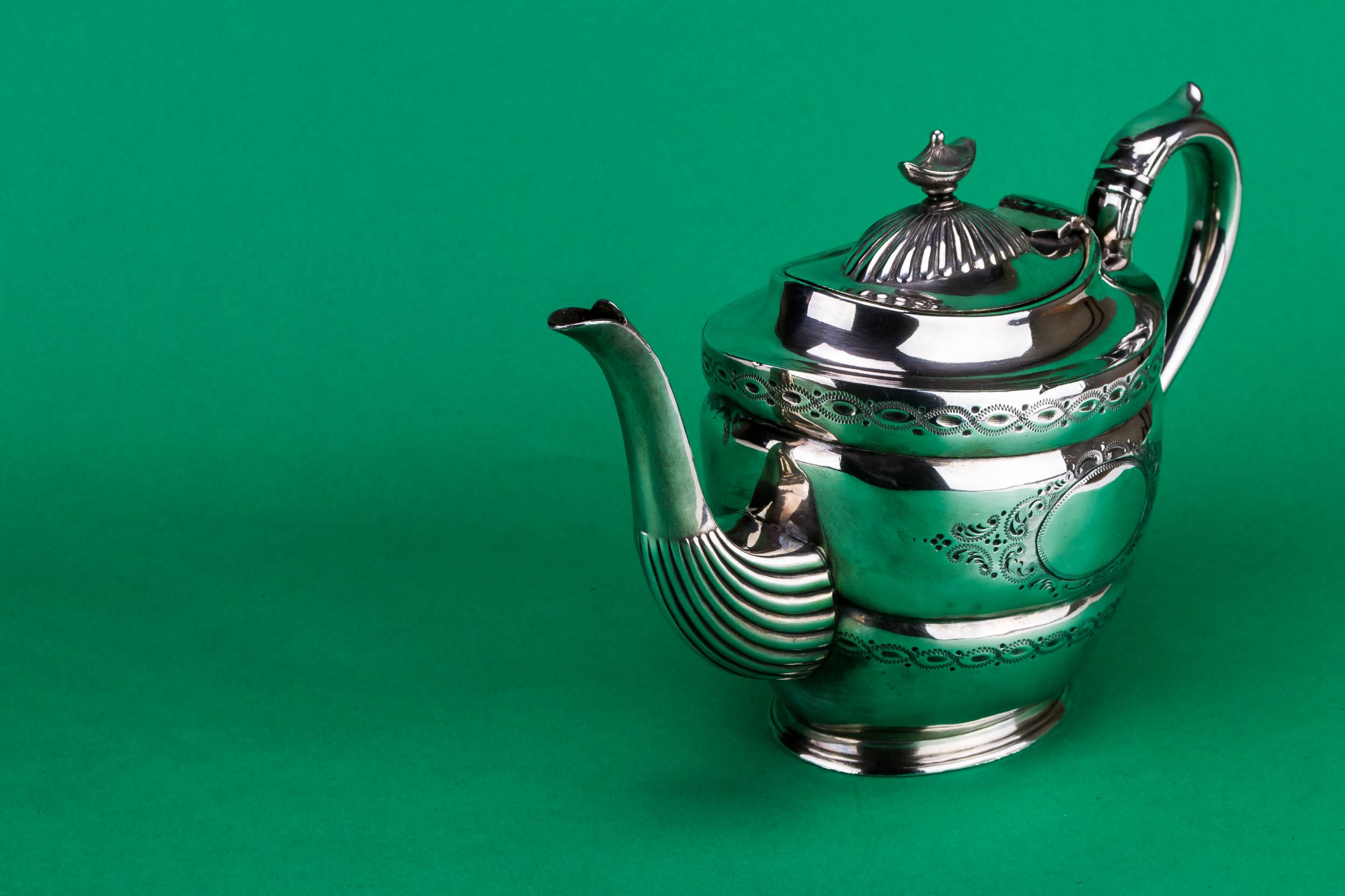 Shabby Chic Silver — Rustic silver plated teapot 3