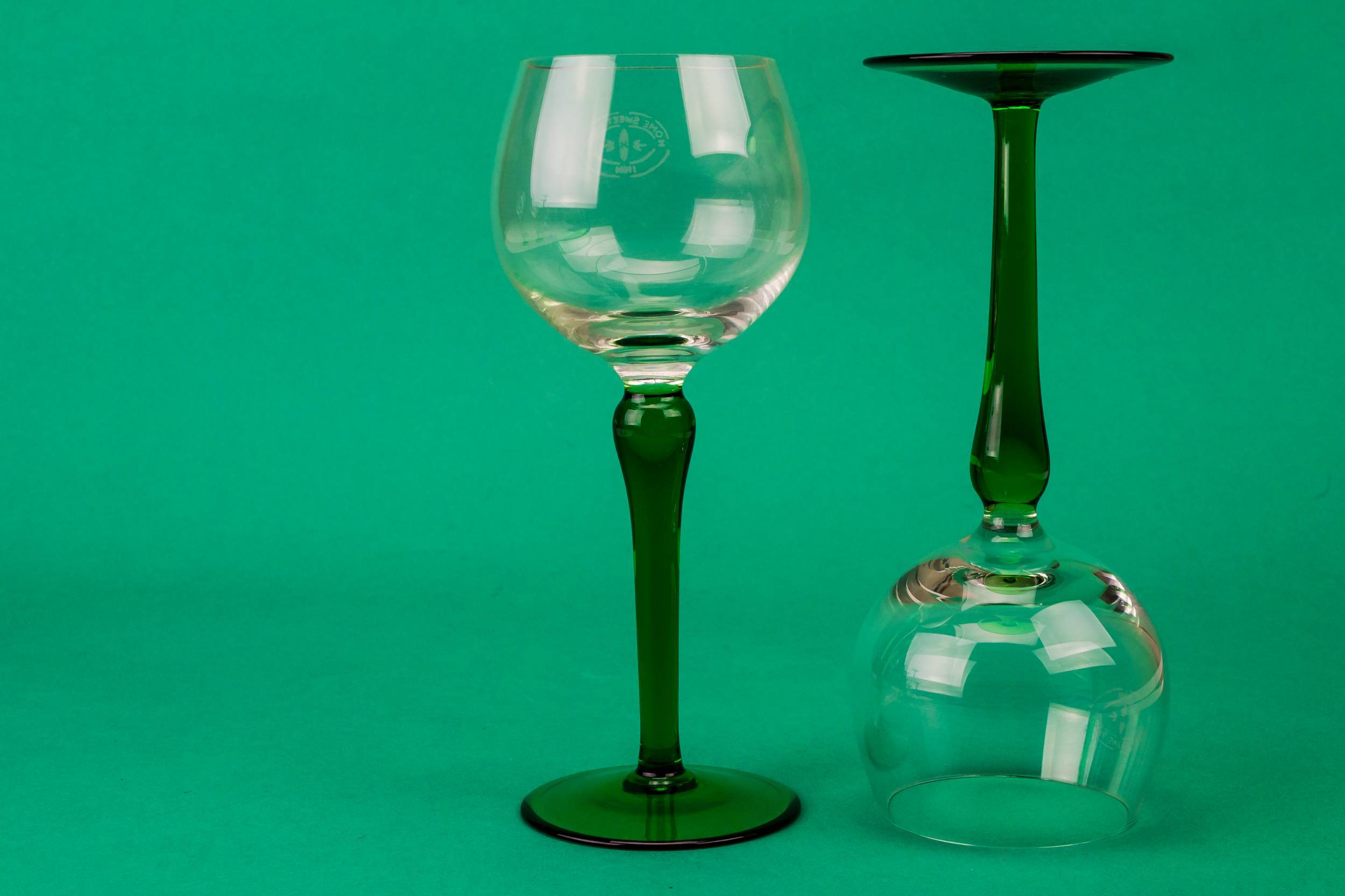 Green Retro Dessert — 5 green stem wine glass 1