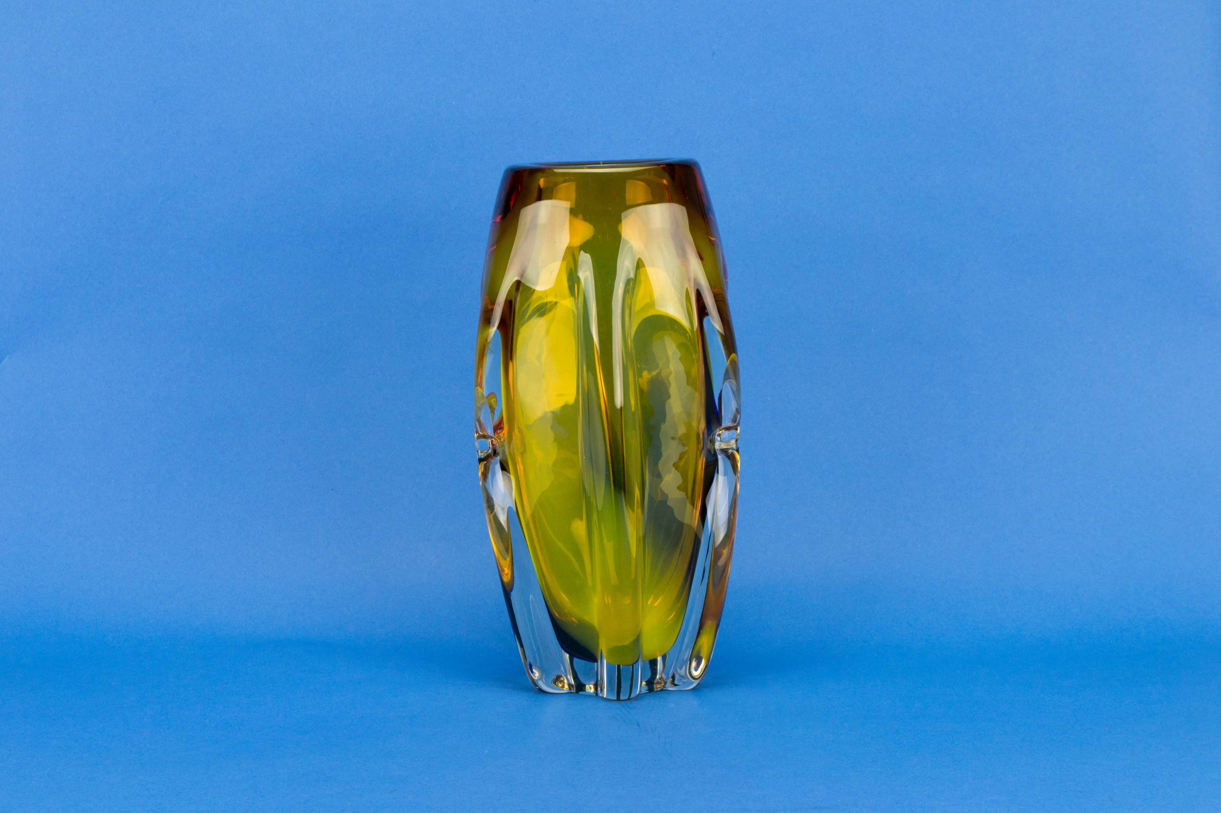 Post Modern Imposing — Massive amber glass vase